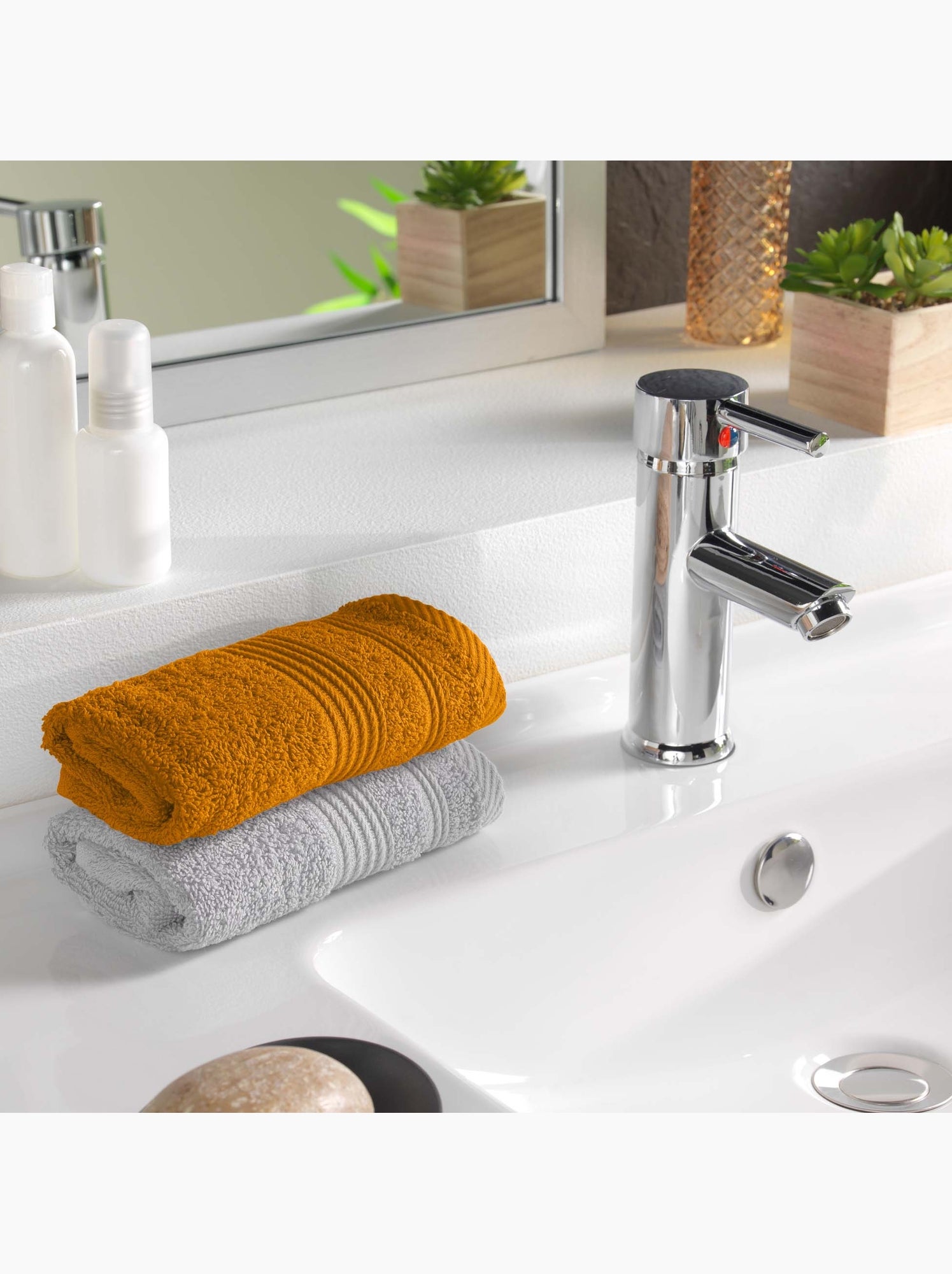 Serviette de toilette en coton tendresse - Curry