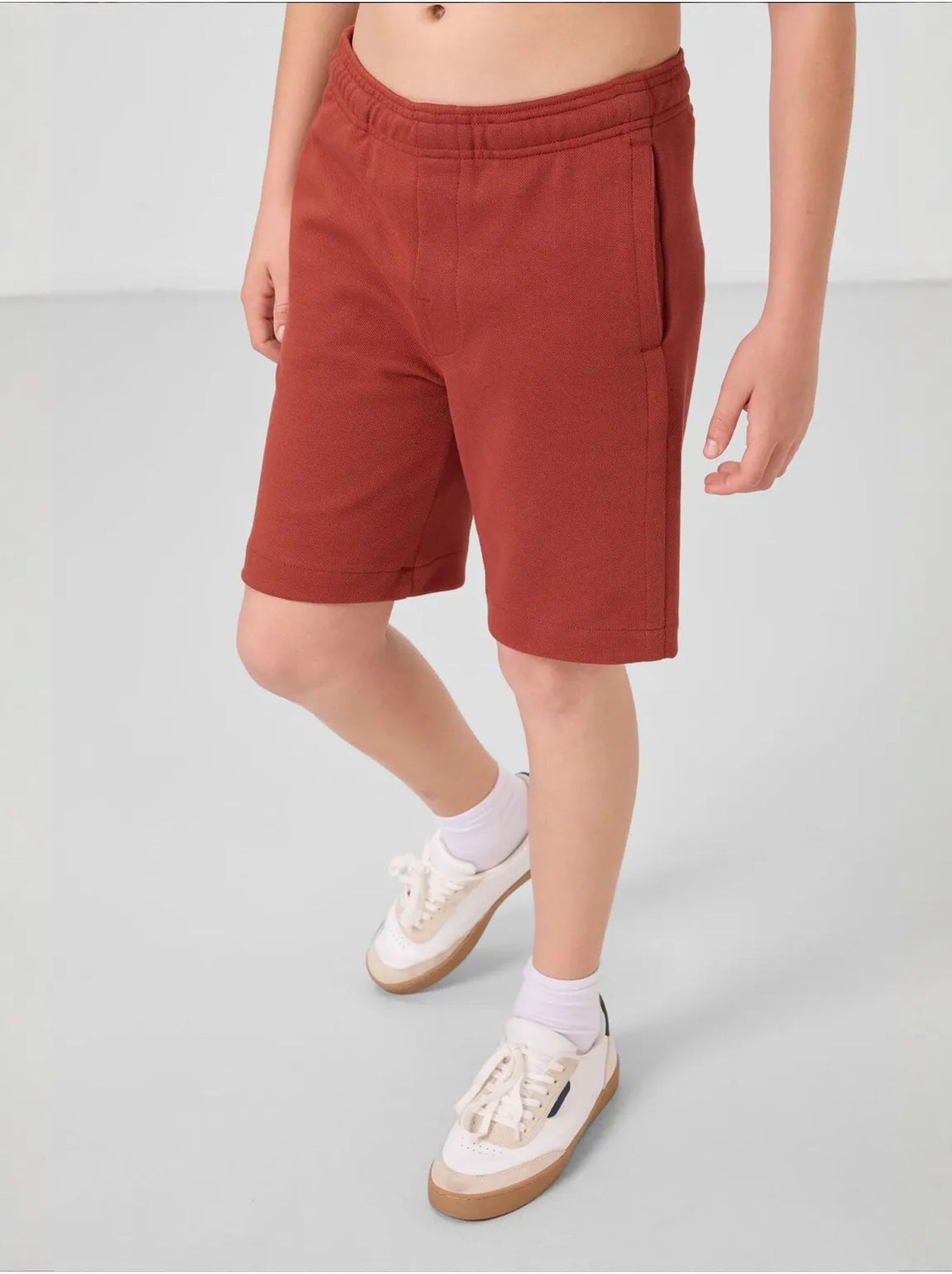 Short pour jeune coupe régulière taille mi-haute tommy - Terracotta