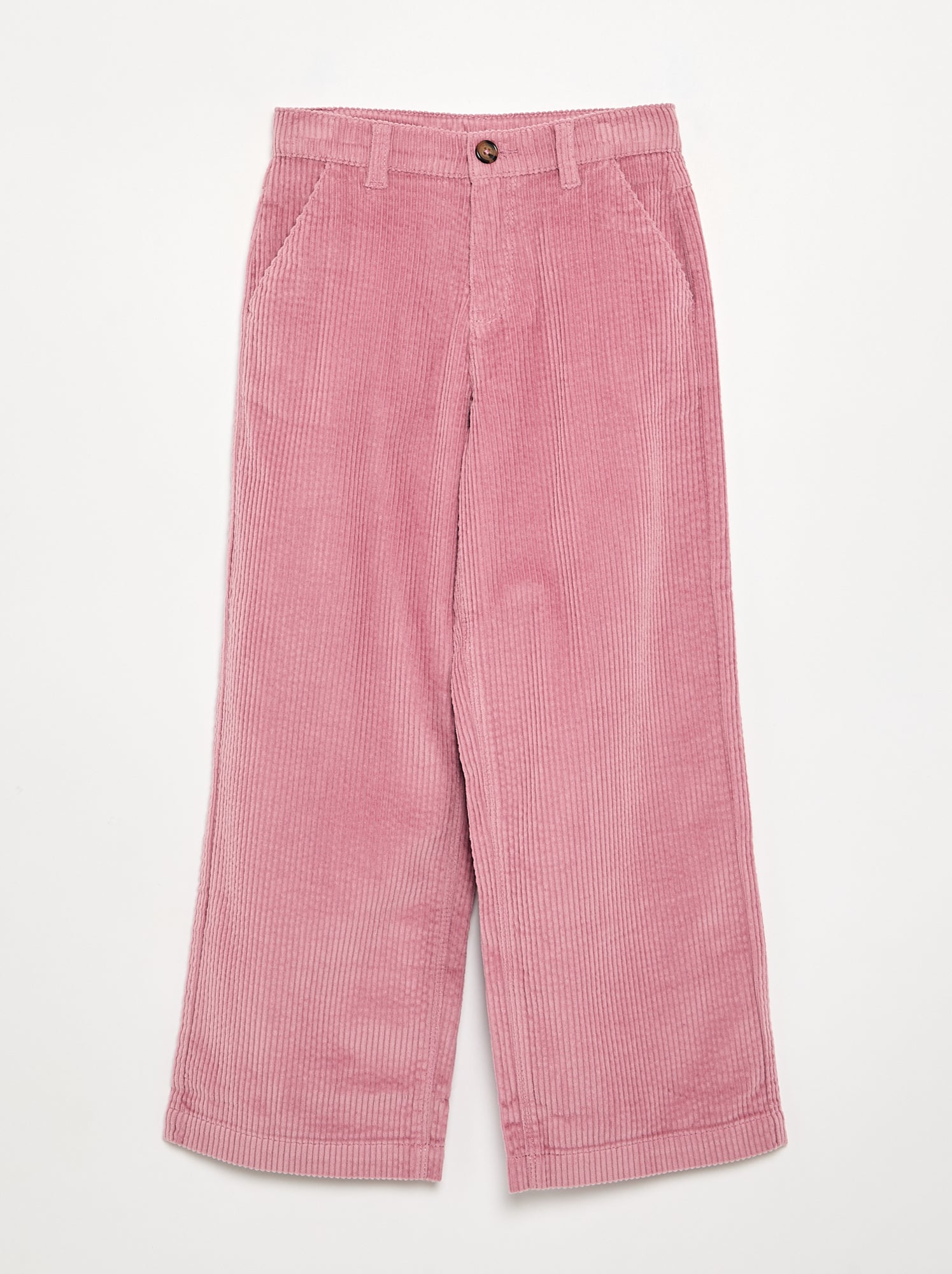 Pantalon wide leg en velours côtelés - Rose