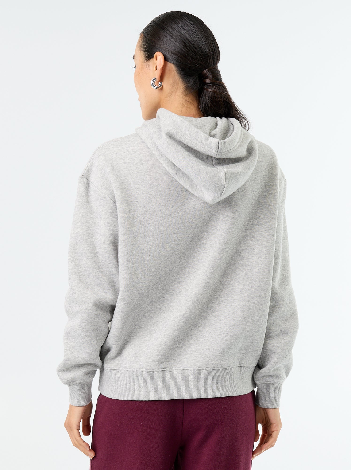 Sweat à capuche uni avec poche kangourou - Gris