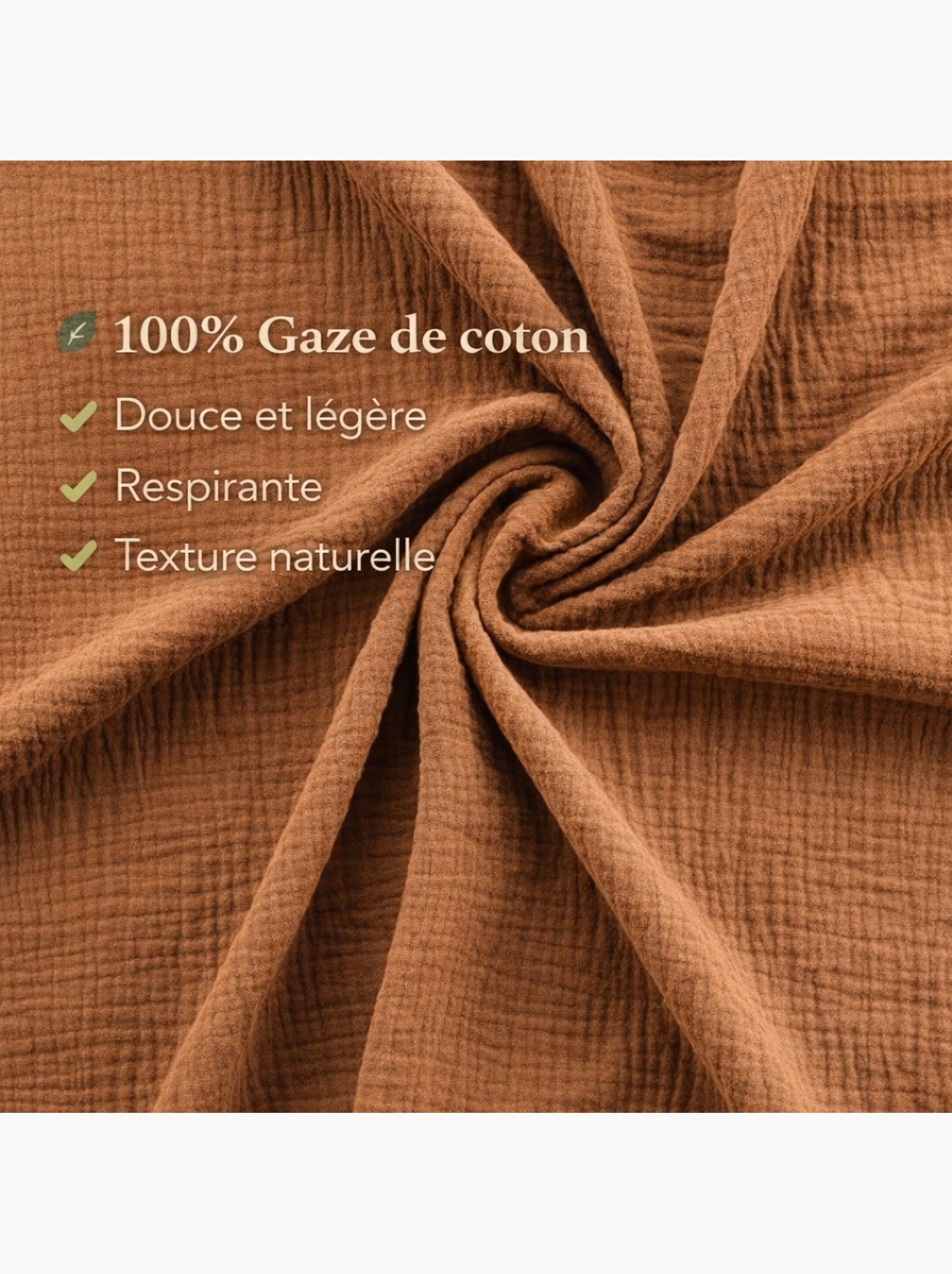 Parure de lit en Gaze de Coton - Promo linge - Marron glacé