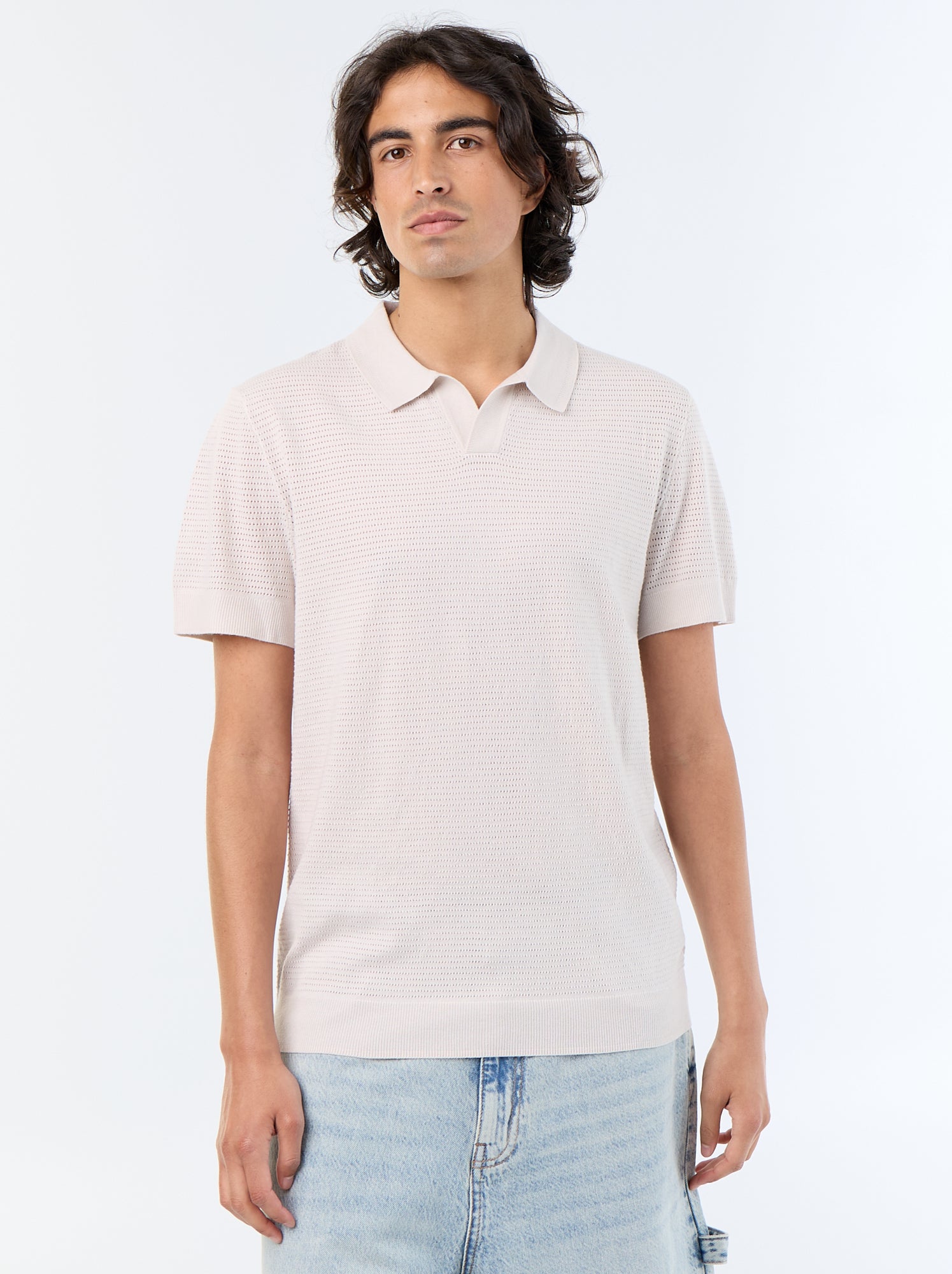 Polo en coton uni à manches courtes pour homme - Gris