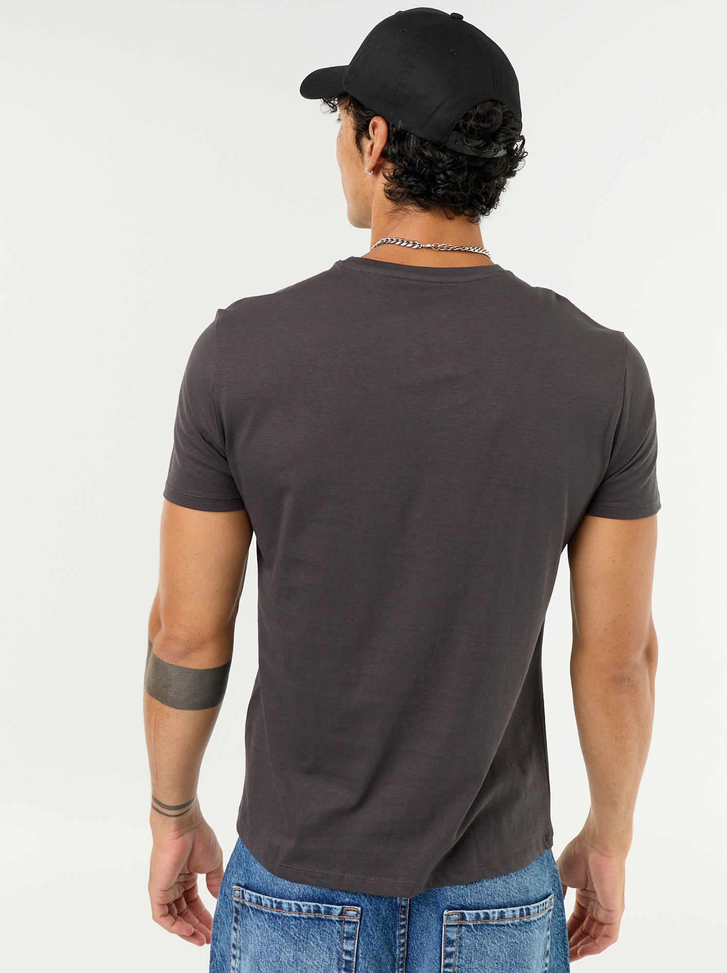 T-shirt imprimé fantaisie à manches courtes - Gris