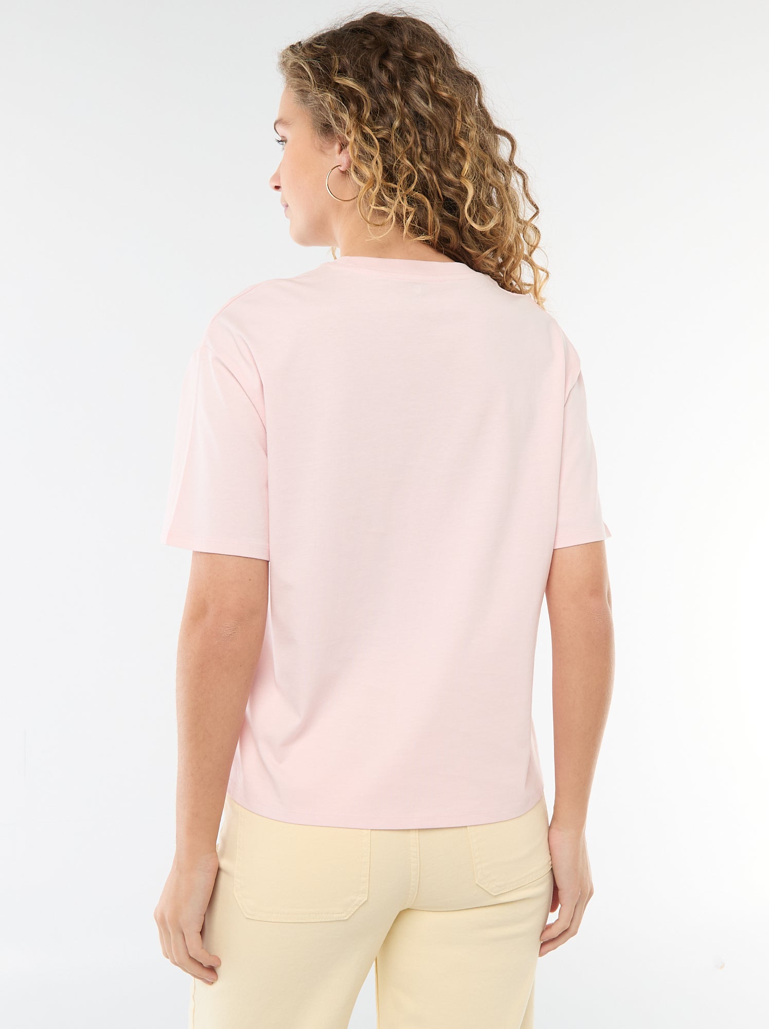 T-shirt oversize à col rond - Rose