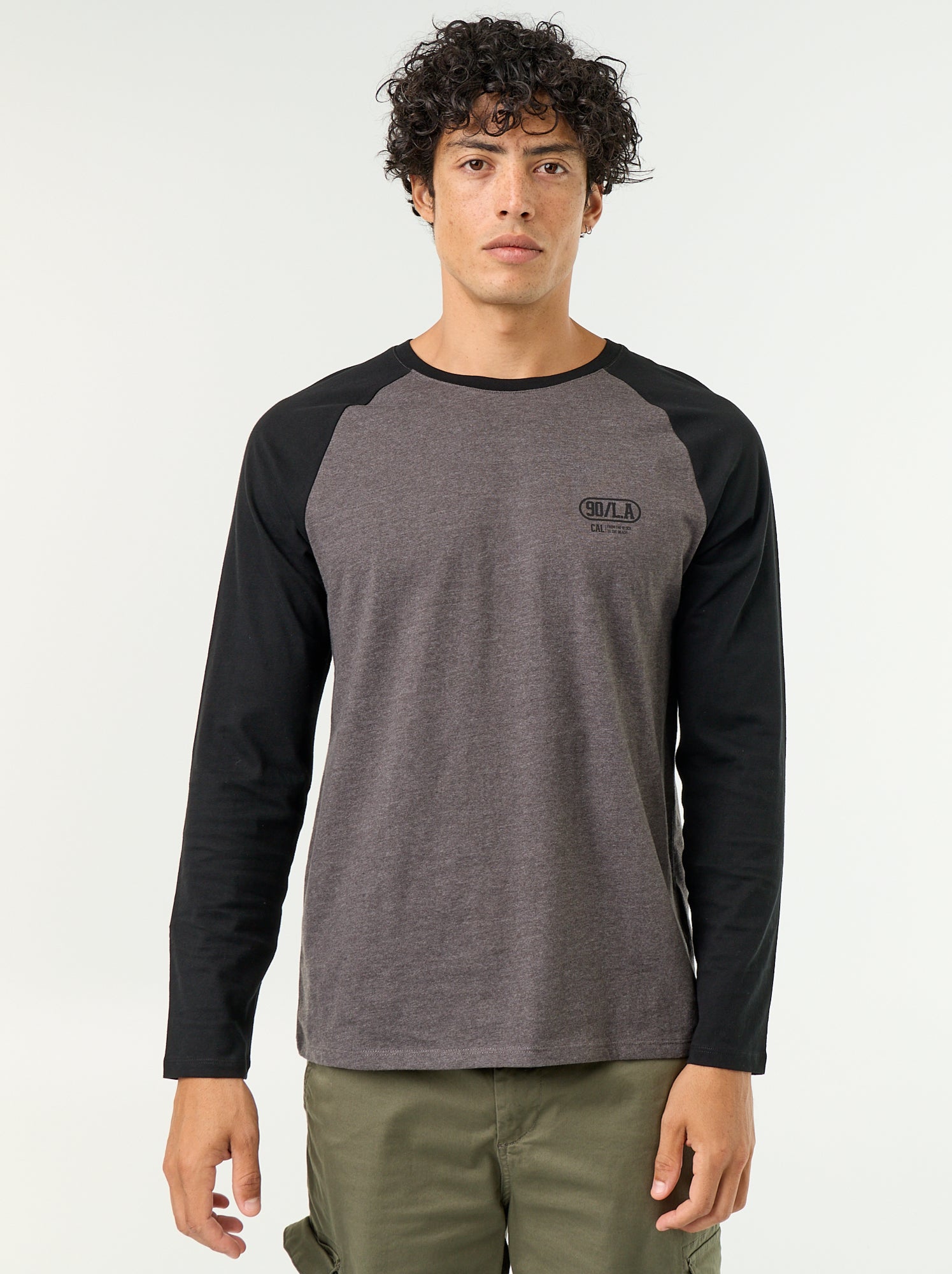 T-shirt imprimé avec manches longues raglan - Gris