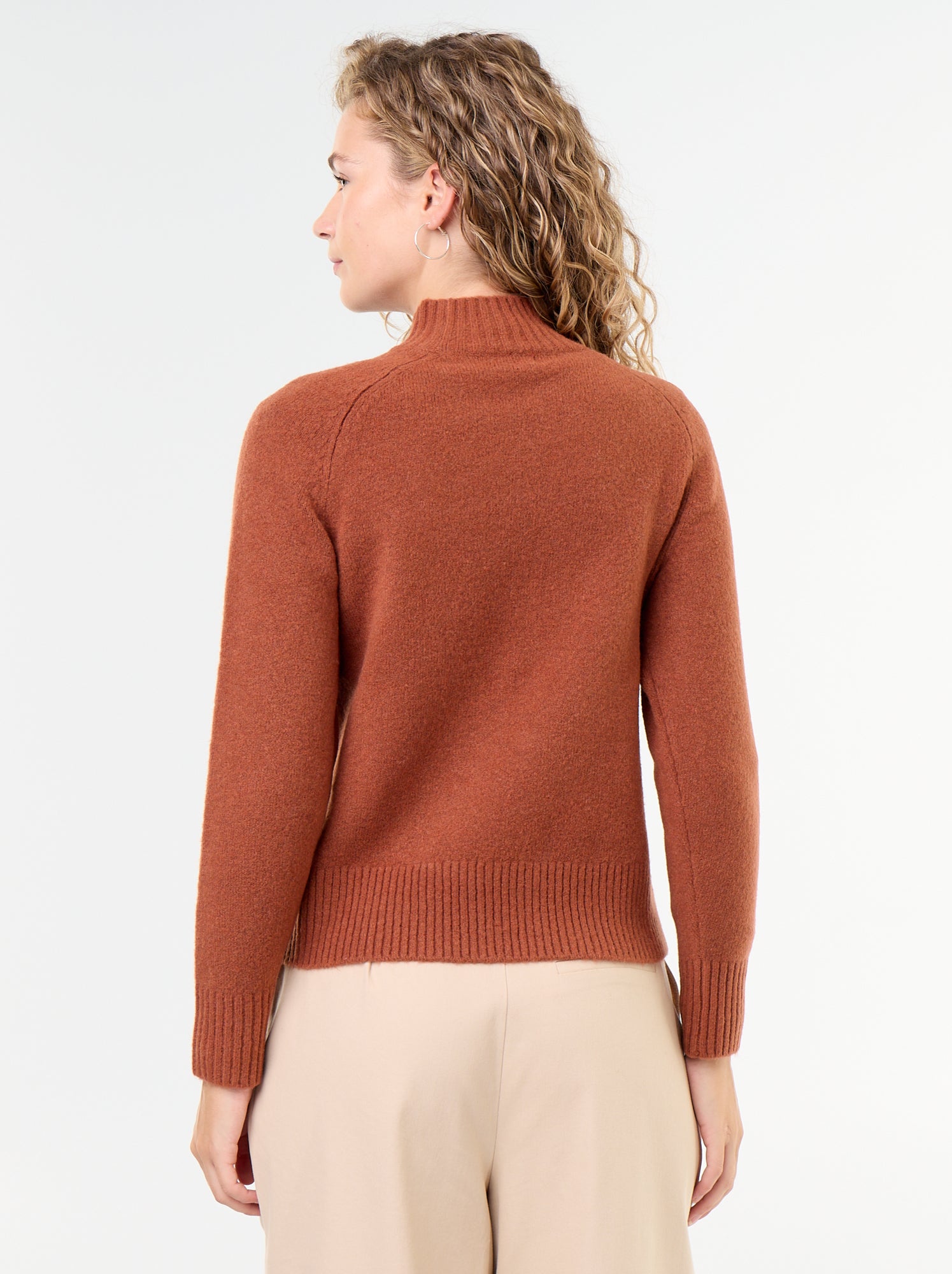 Pull col montant en rib - Orange