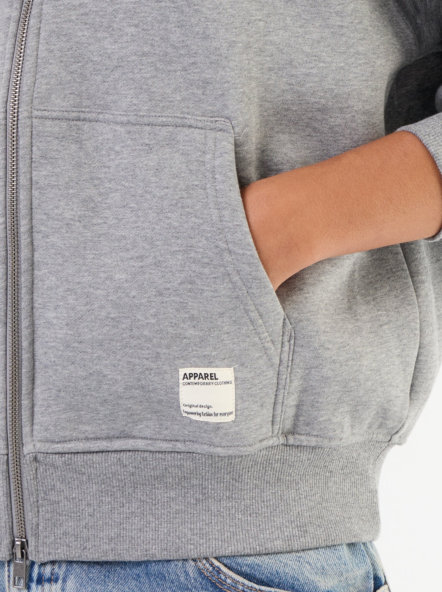 sweat à capuche zippée uni - Gris