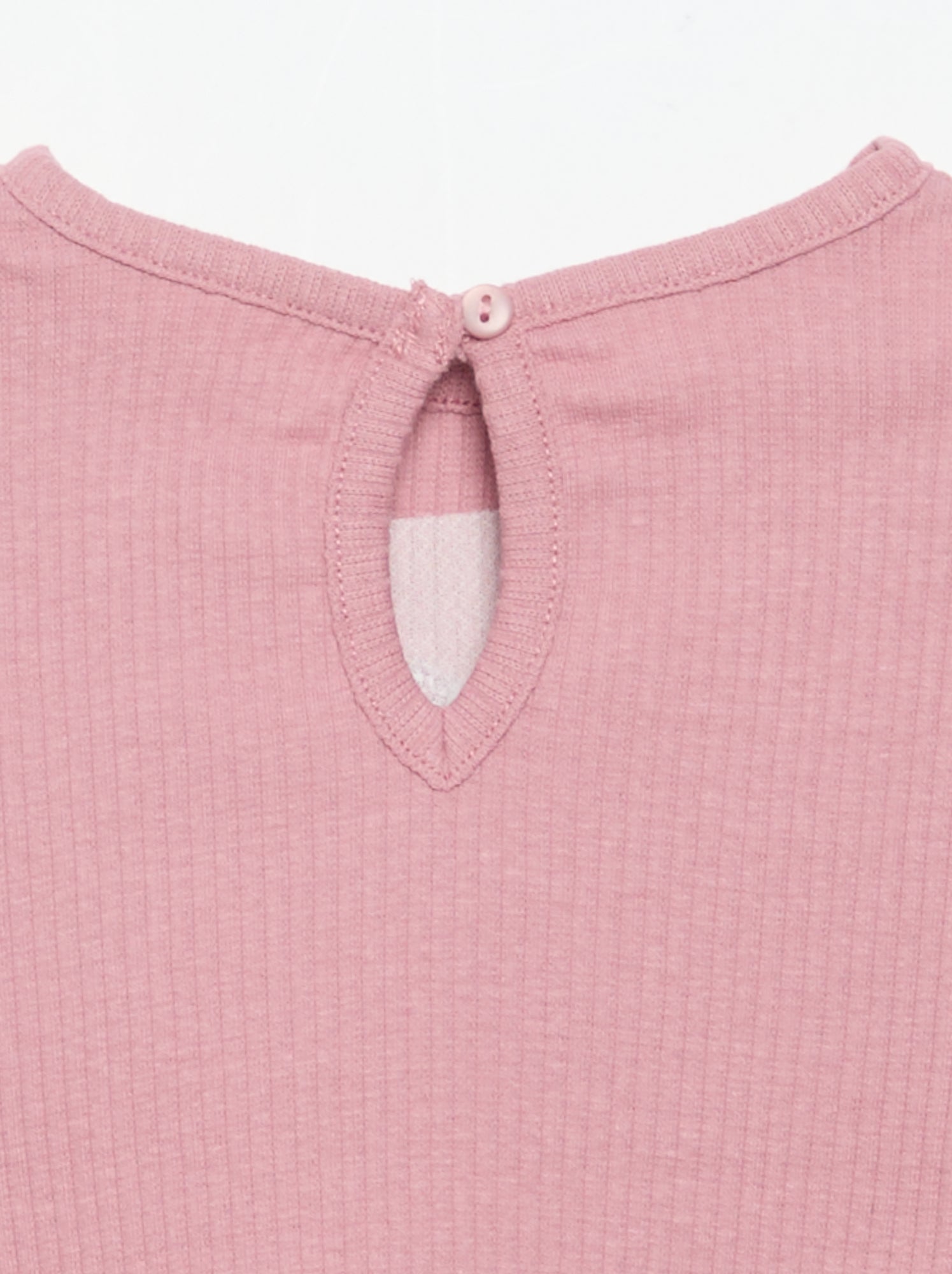 T-shirt côtelé à manches longues - Rose