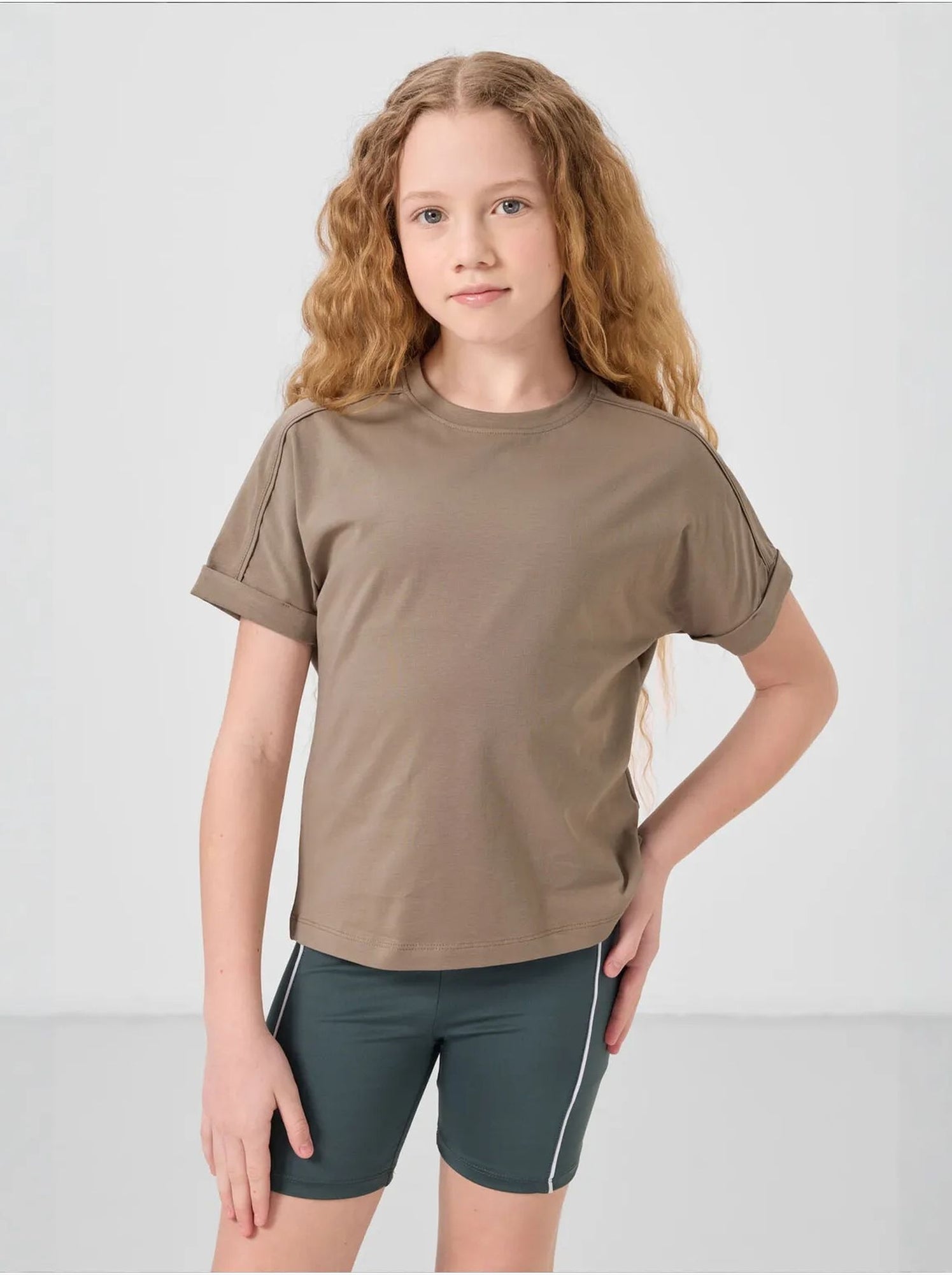 T-shirt unisexe junior en coton et élasthanne tommy - Kaki
