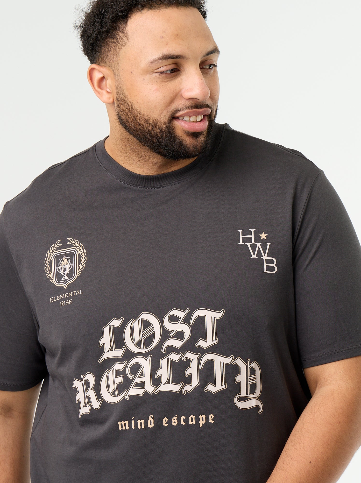 T-shirt en jersey imprimé à manches courtes - Gris (GDO30_3)
