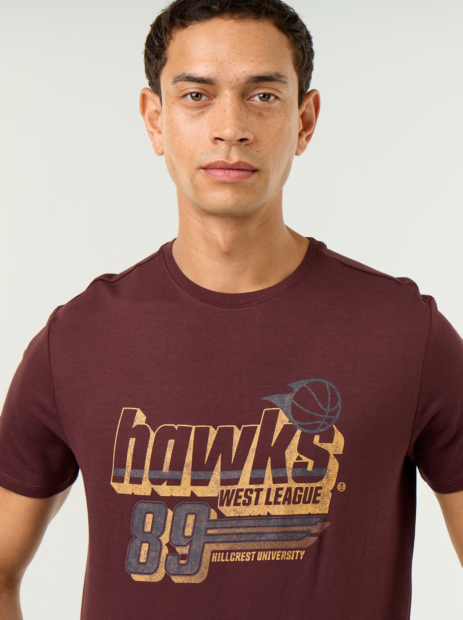 T-shirt imprimé fantaisie à manches courtes - Marron (FUT19_13)