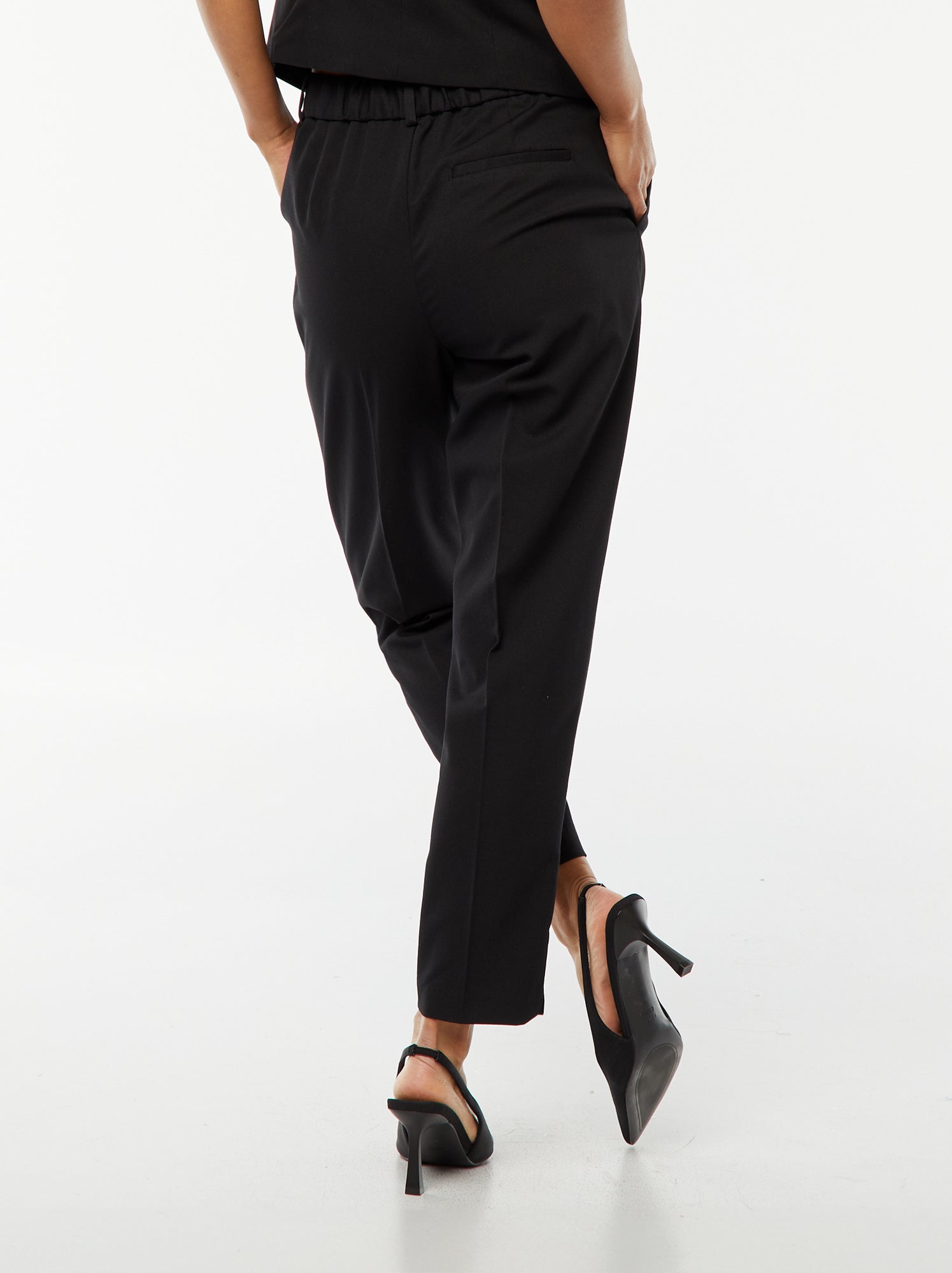 Pantalon en toile lourde à coupe cigarette pour femme - Noir