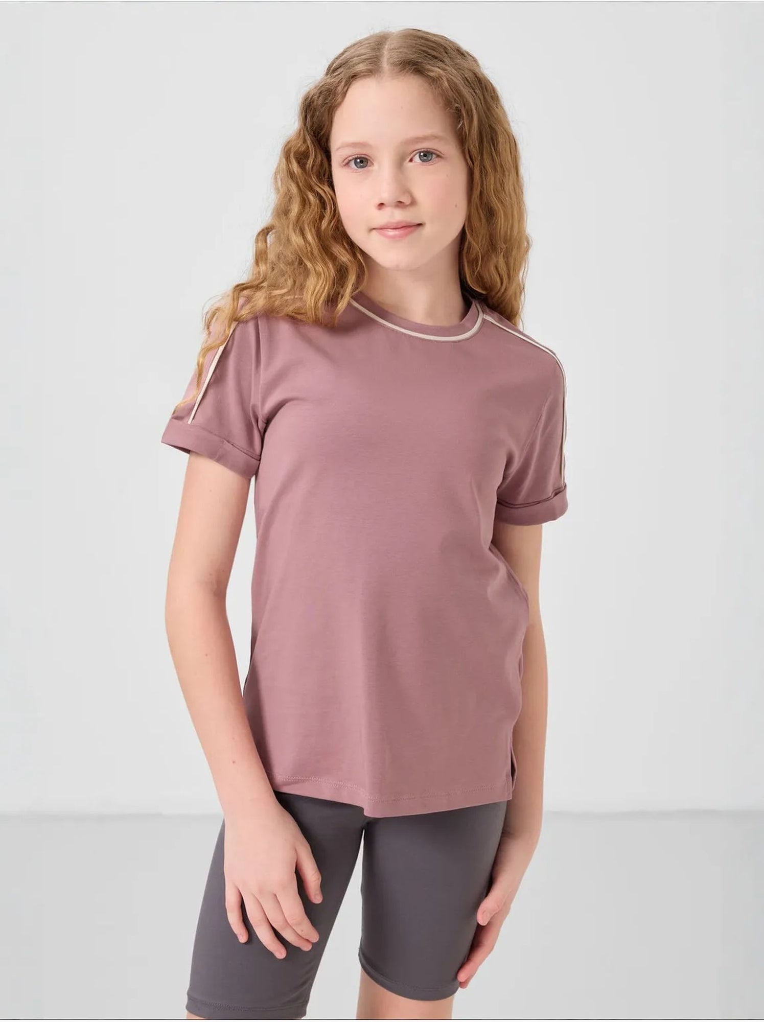 T-shirt unisexe junior en coton et élasthanne tommy - Vieux rose