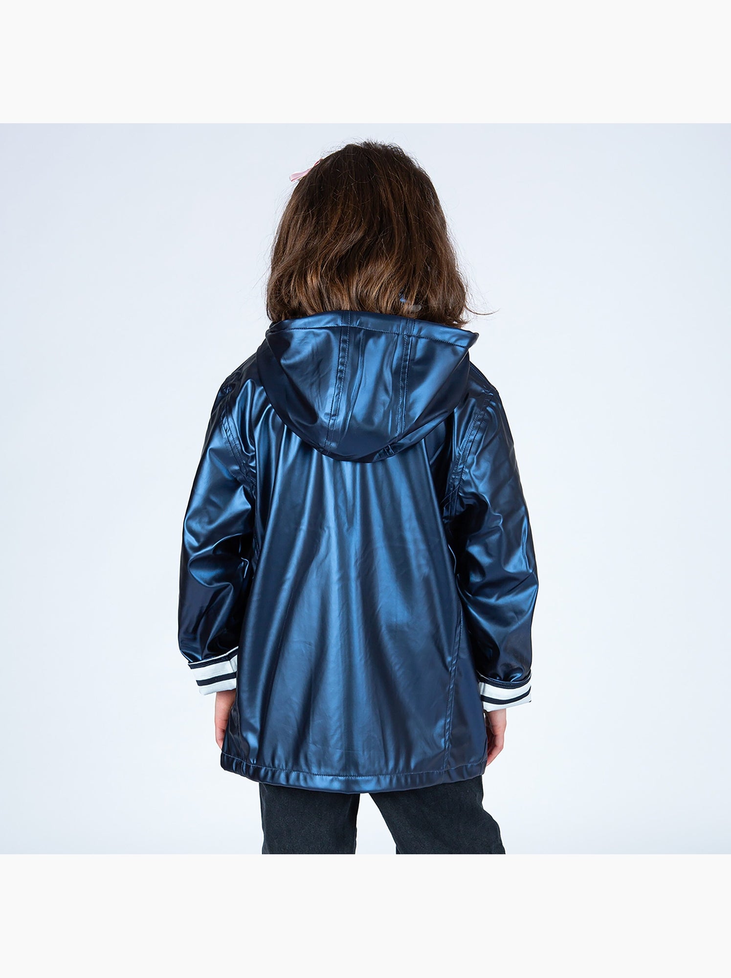 Ciré imperméable enfant 'Breizh Océan', intérieur jersey rayé - Mixte, garçon ou fille - Marine Métal