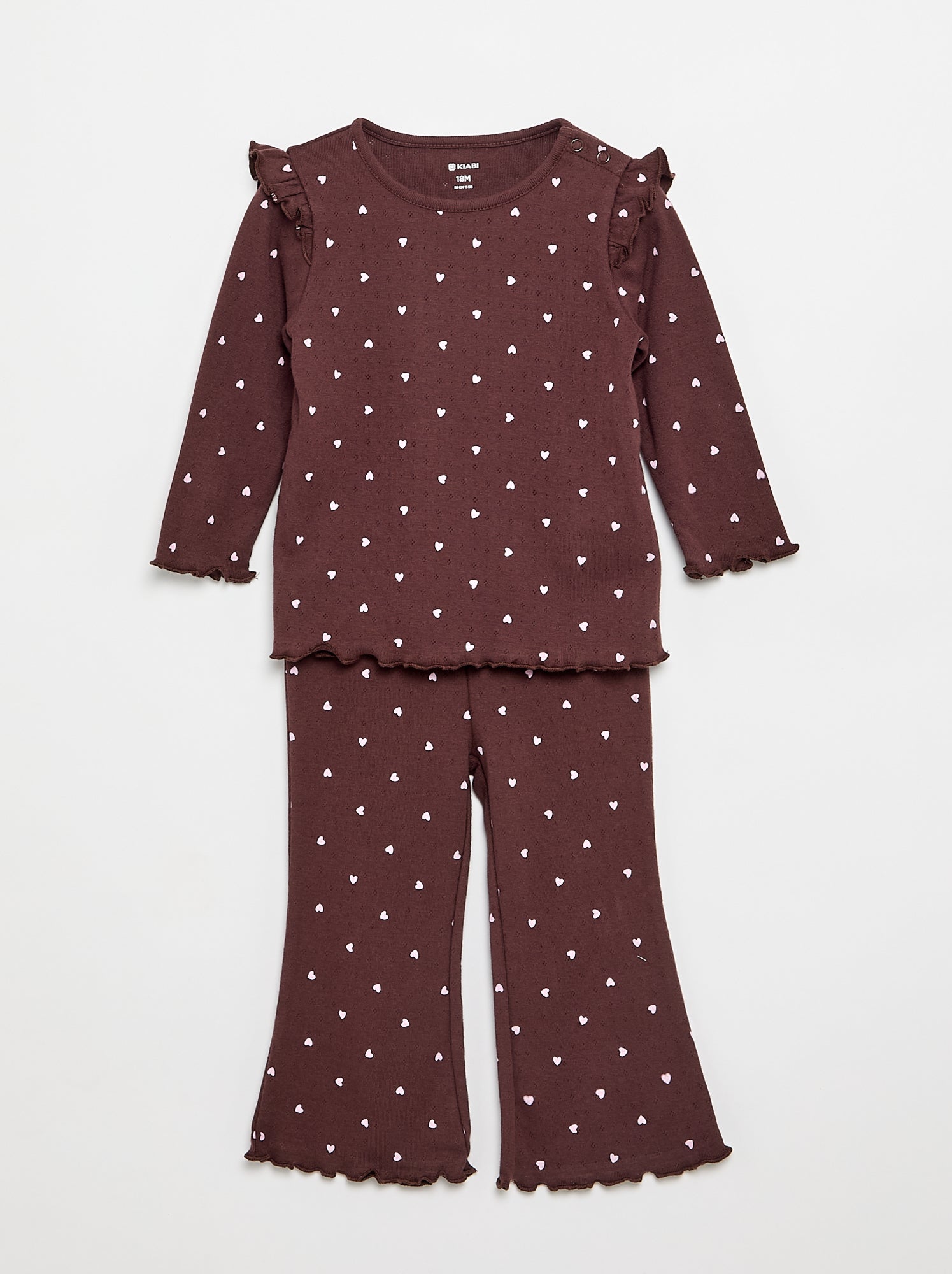 T-shirt en maille pointelle + pantalon - 2 pièces - Marron