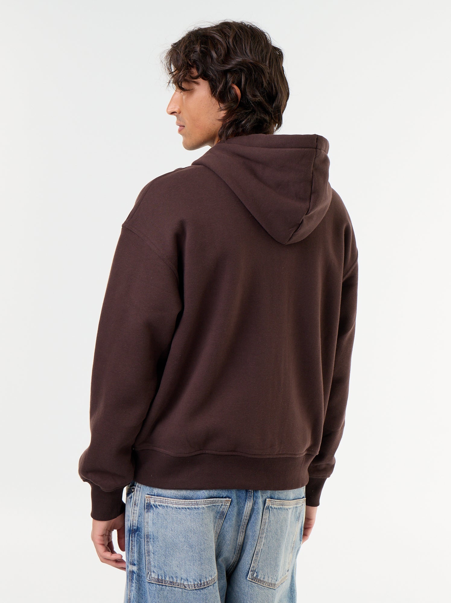 sweat à capuche zippée uni - Marron