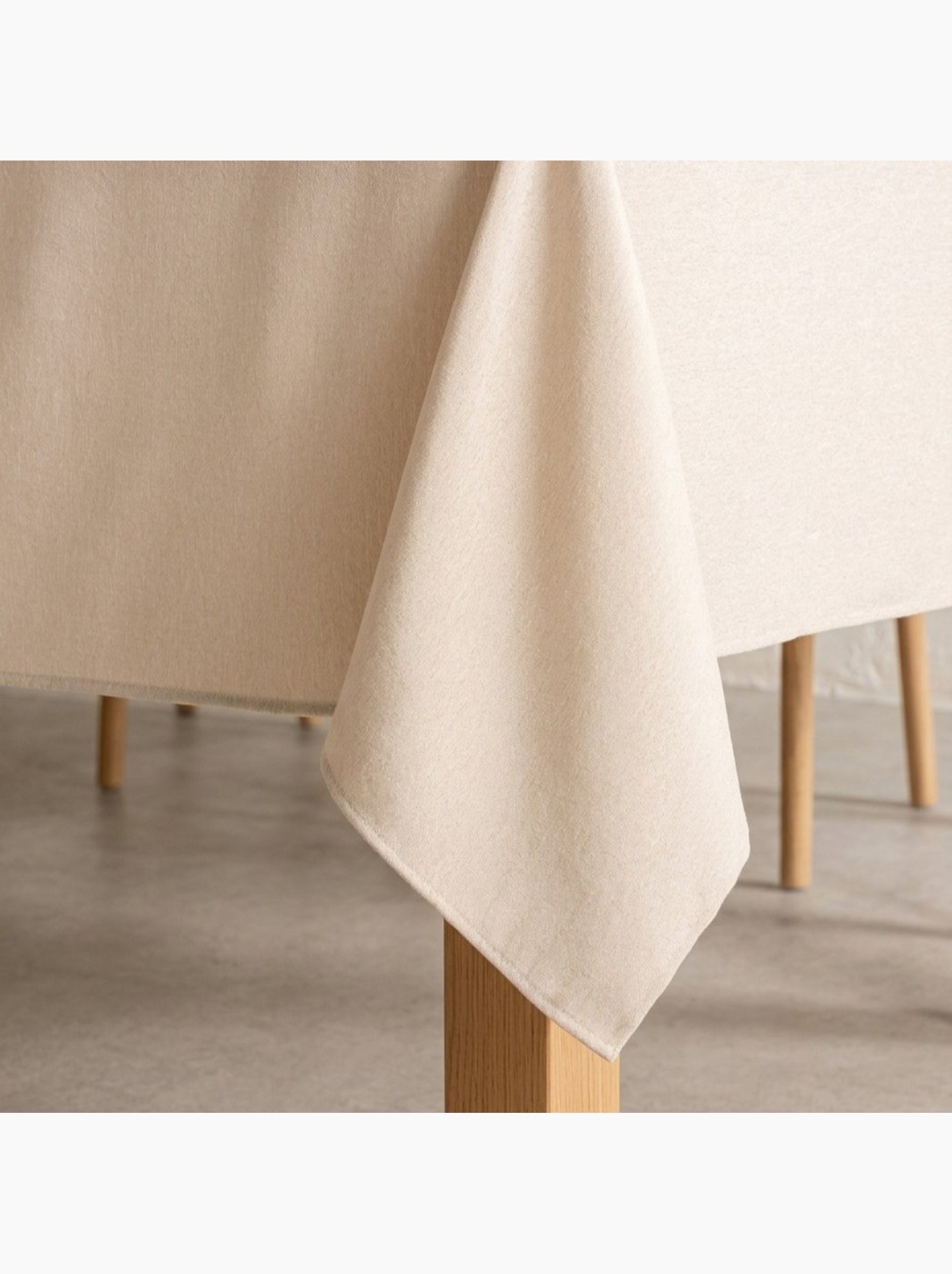 Nappe antitache unie, tissu chiné. Chute naturelle, toucher textile - Gamusi. - Ecru