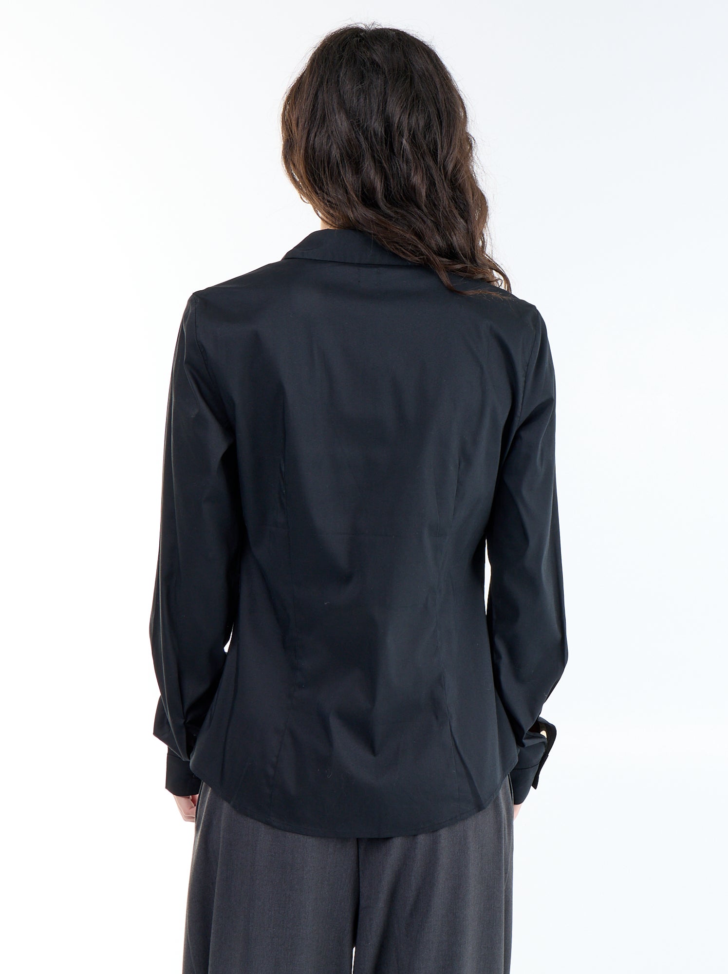 Chemise fittée col italien - Noir