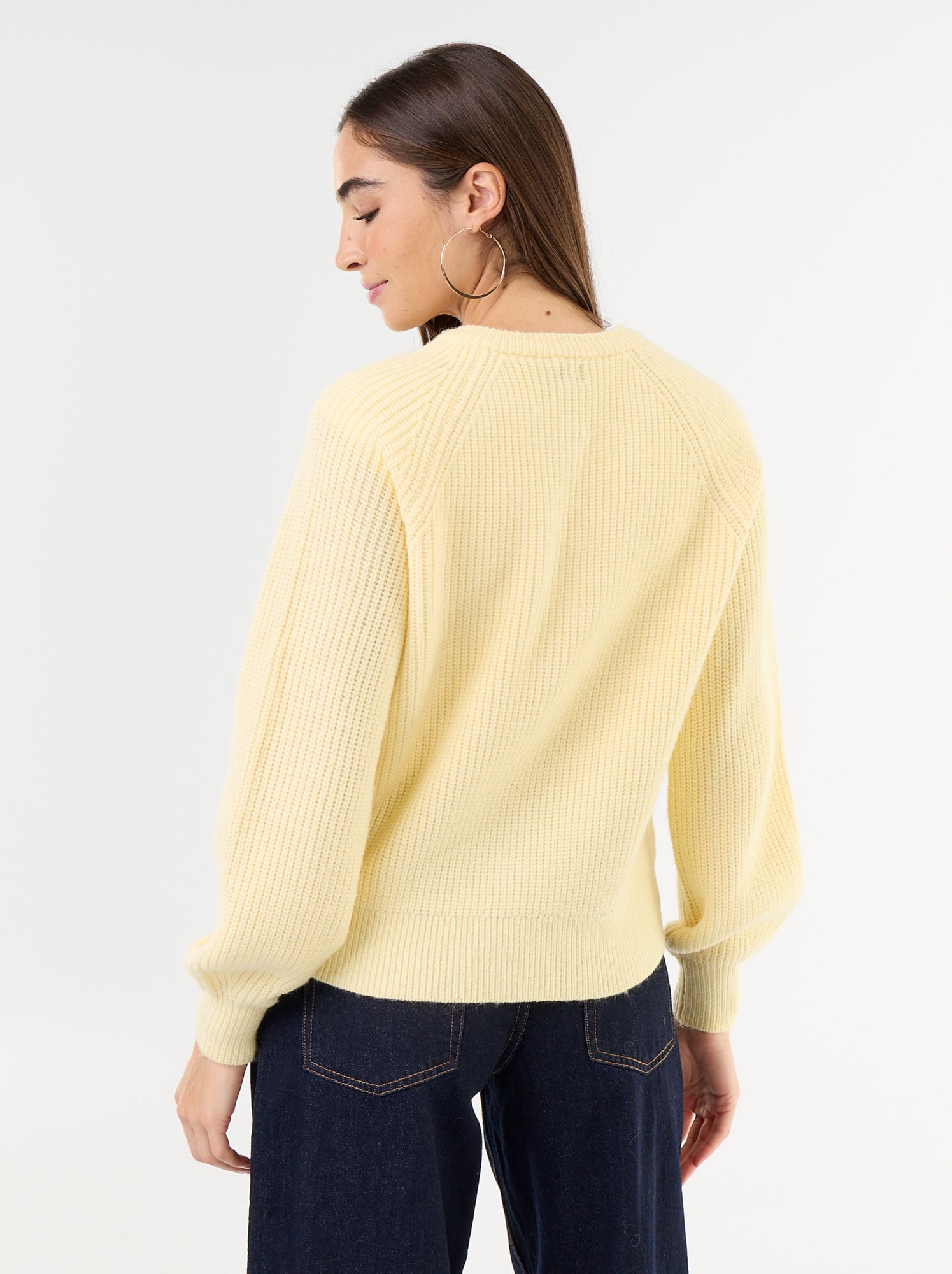Gilet en maille grosse jauge - Jaune