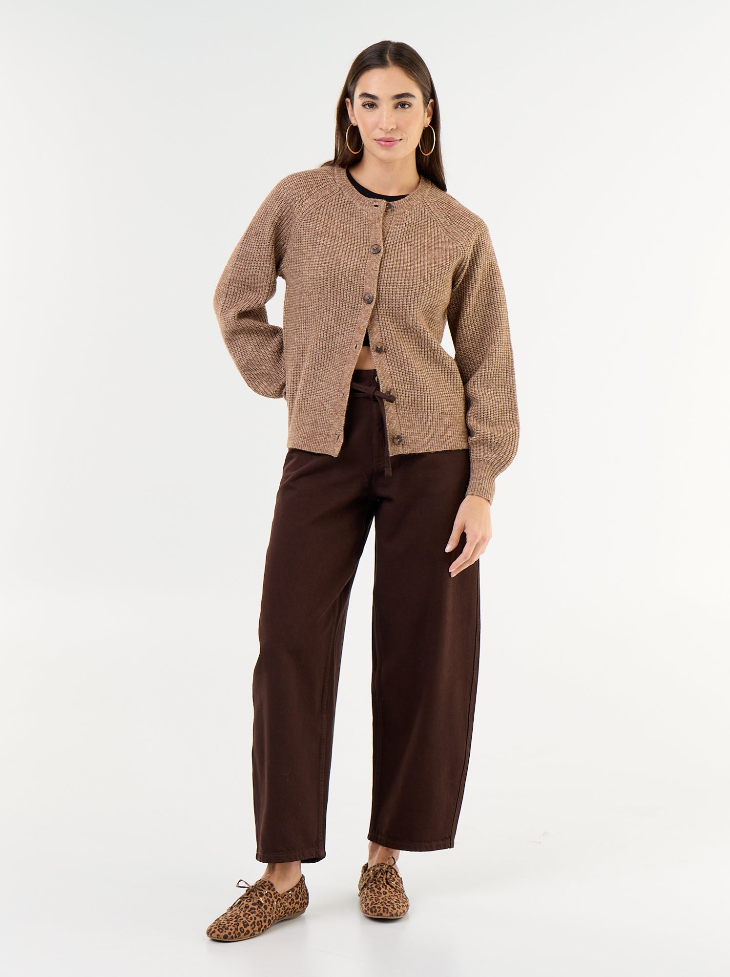 Gilet en maille grosse jauge - Beige