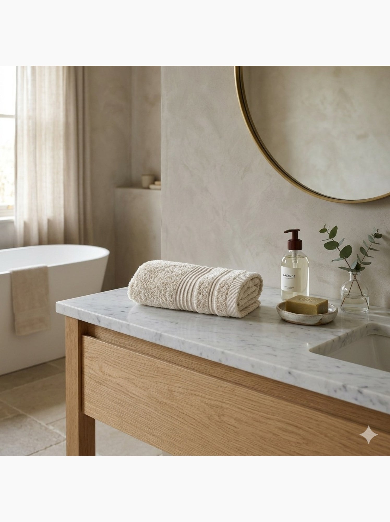 Serviette de toilette en coton tendresse - Beige clair