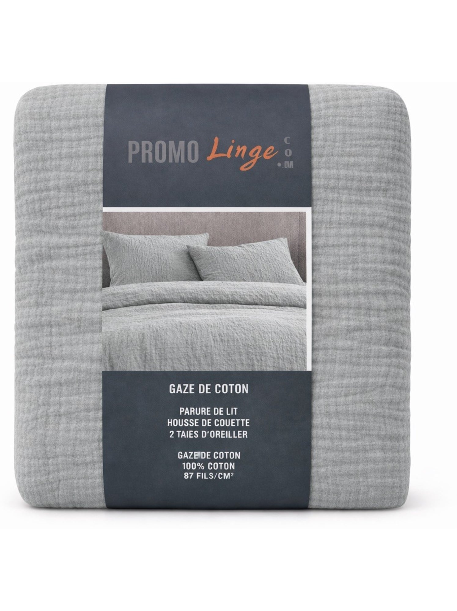 Parure de lit en Gaze de Coton - Promo linge - Gris