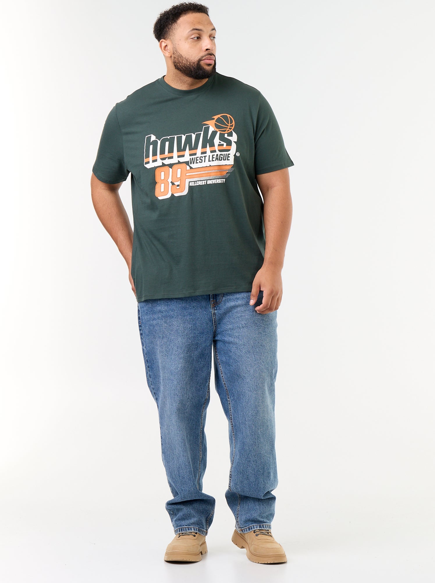 T-shirt en jersey imprimé à manches courtes - Vert (GDO30_6)