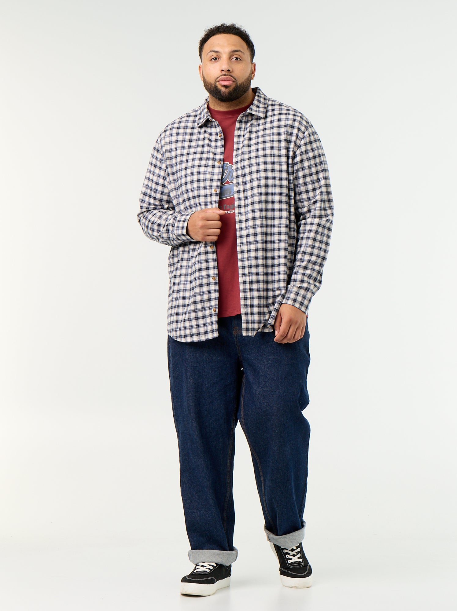 Chemise en flanelle à motif - Bleu (GAX04_2)