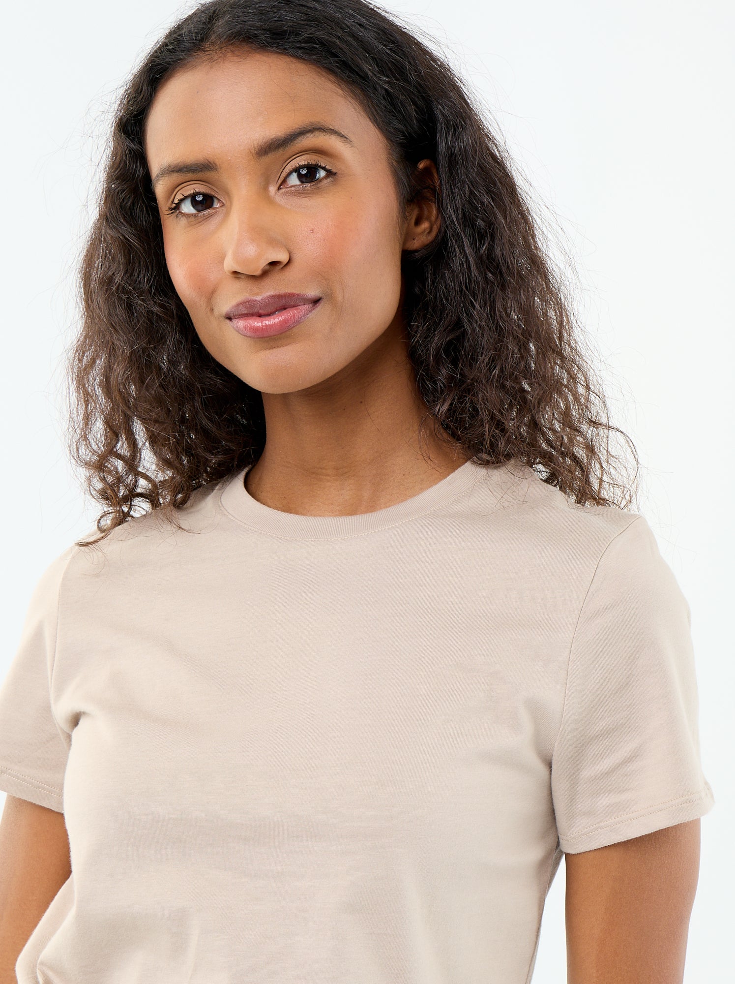 Tee-shirt en jersey manches courtes - Beige