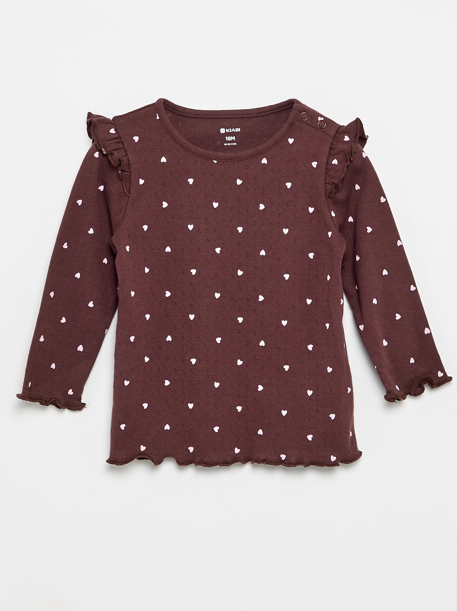 T-shirt en maille pointelle + pantalon - 2 pièces - Marron