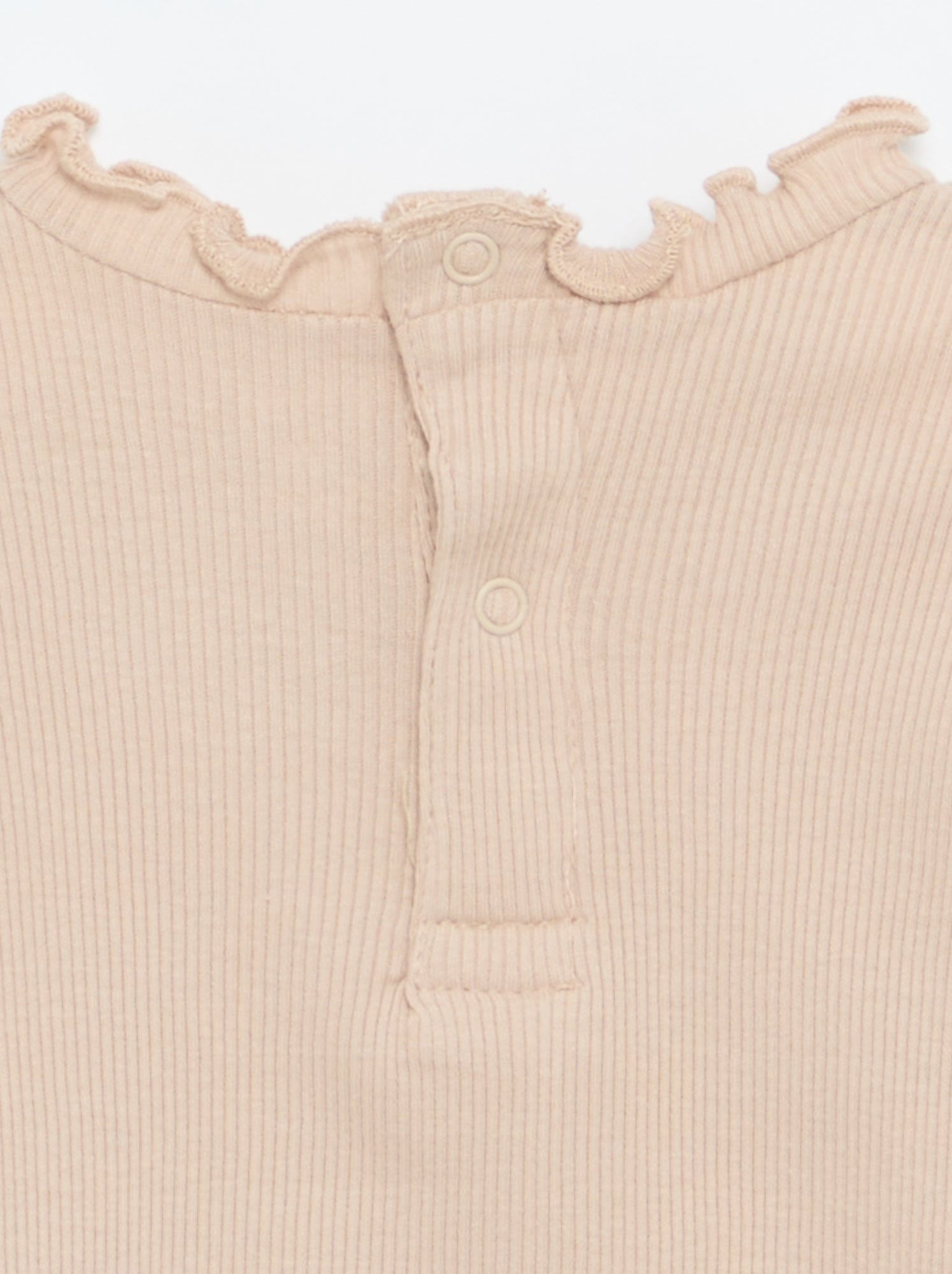 Tee-shirt rib col ondulé - Beige (ETZ73_12)