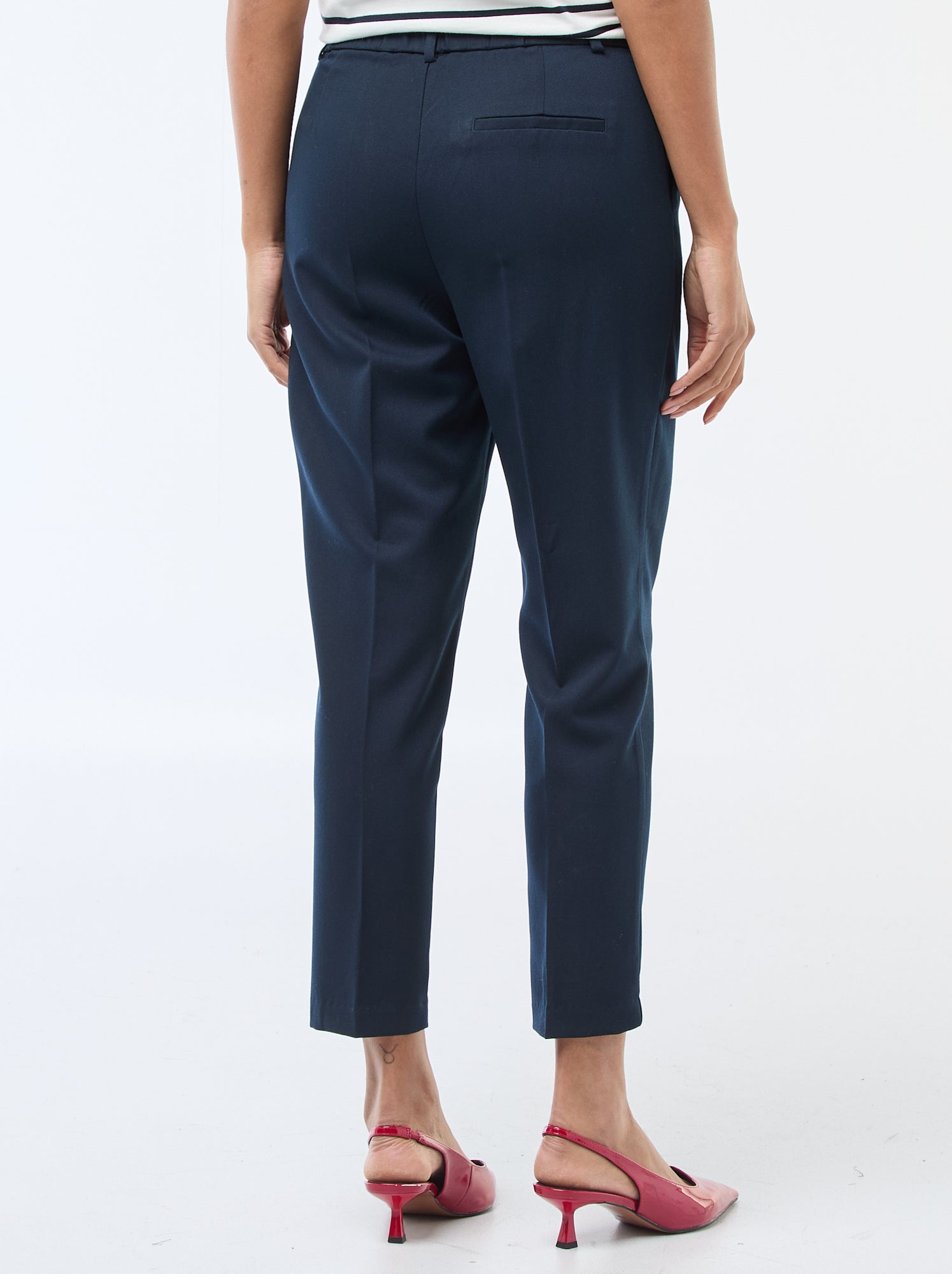 Pantalon en toile lourde à coupe cigarette pour femme - Bleu