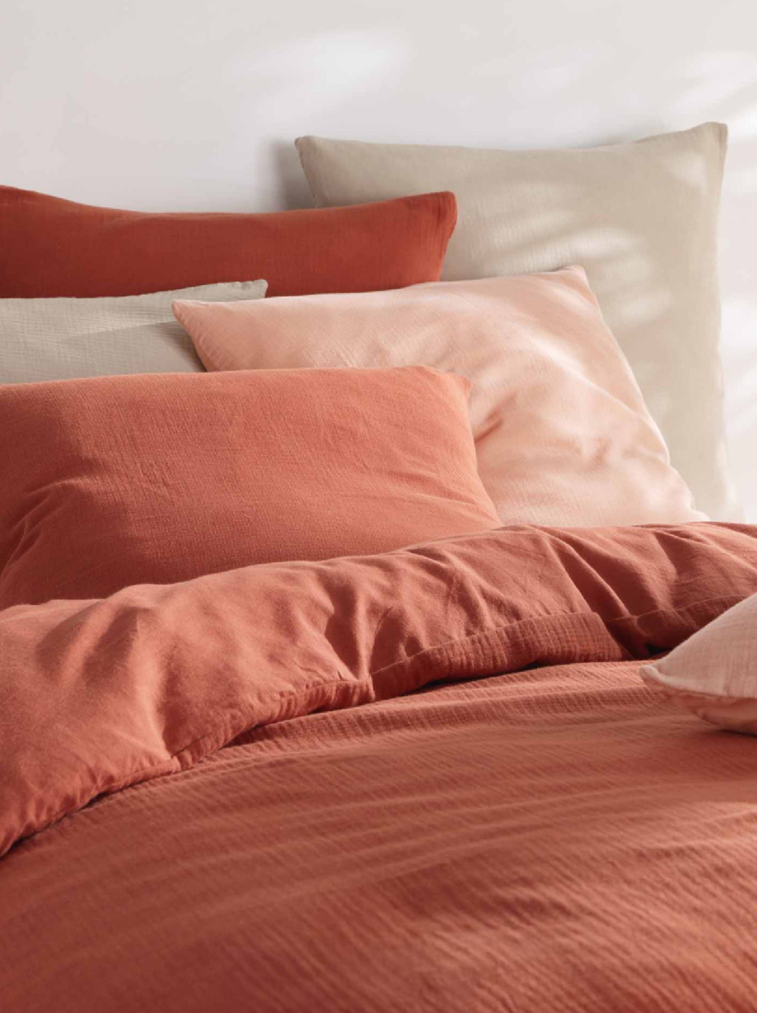 Parure de lit en gaze de coton angelia - Orange mandarine