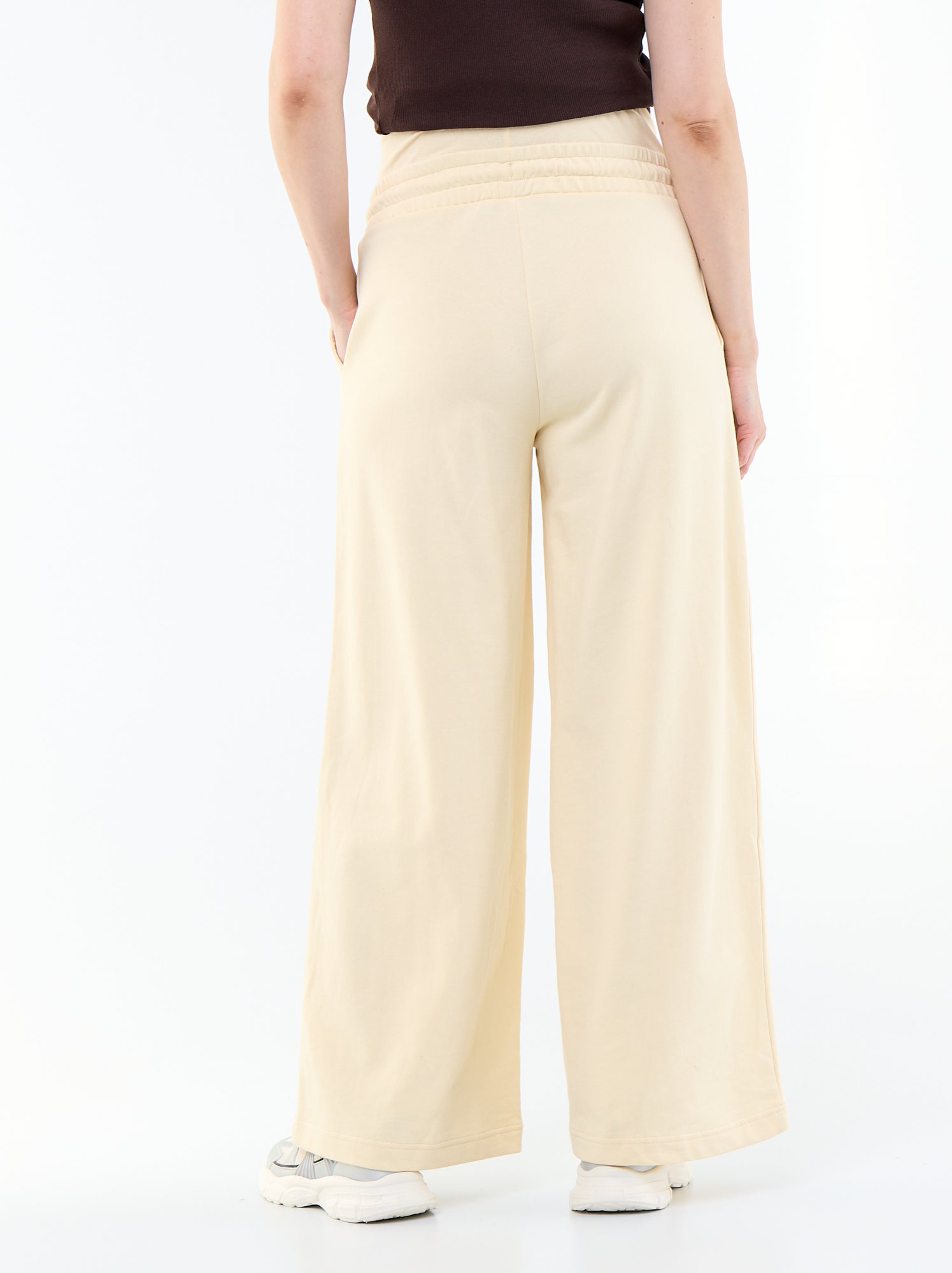 Jogging de maternité wide leg en french terry - Jaune clair