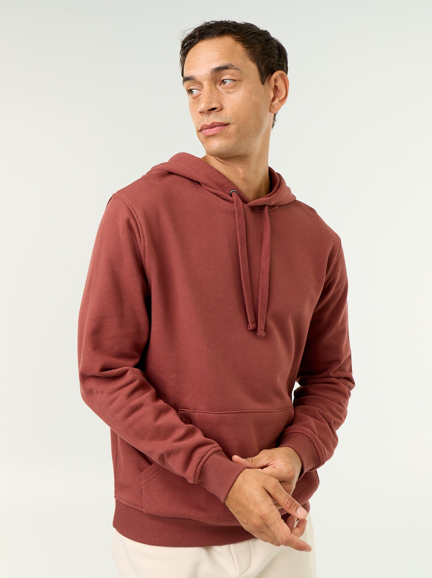Sweat uni à capuche - Marron (FZV91_6)