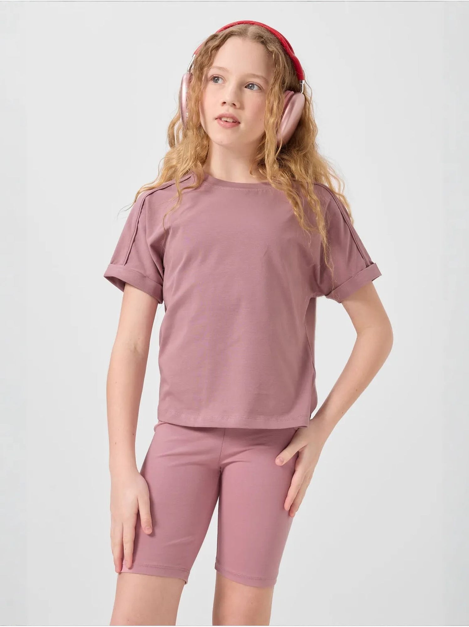 T-shirt unisexe junior en coton et élasthanne tommy - Mauve