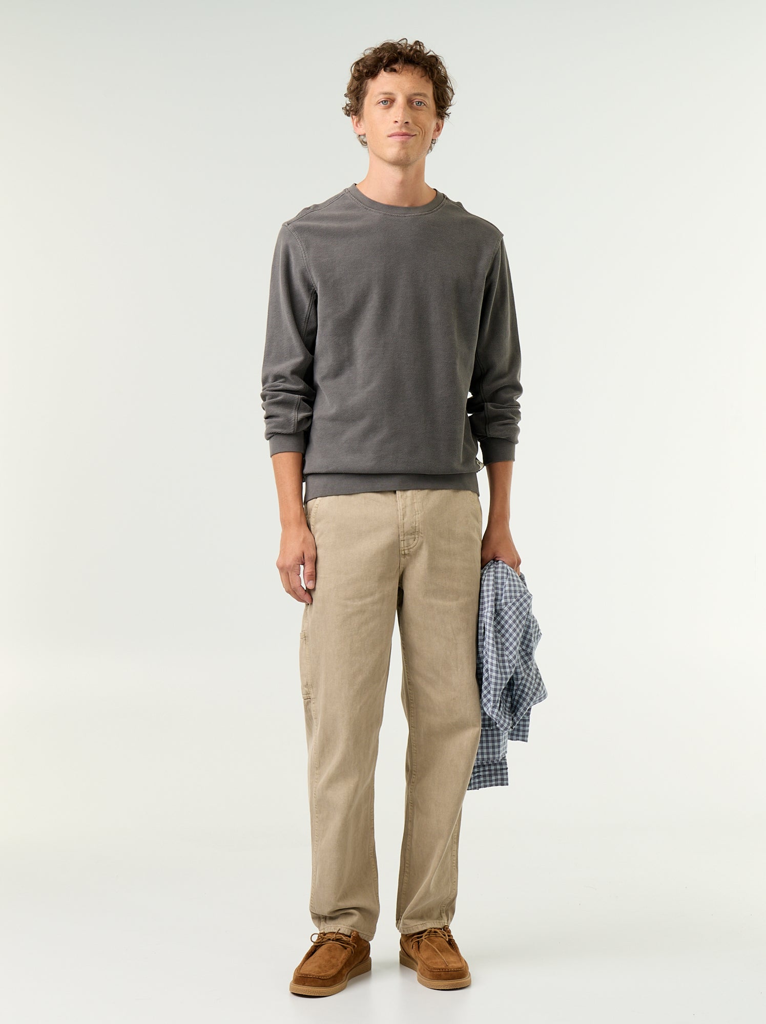 Pull en maille fine jauge côtelée - Gris