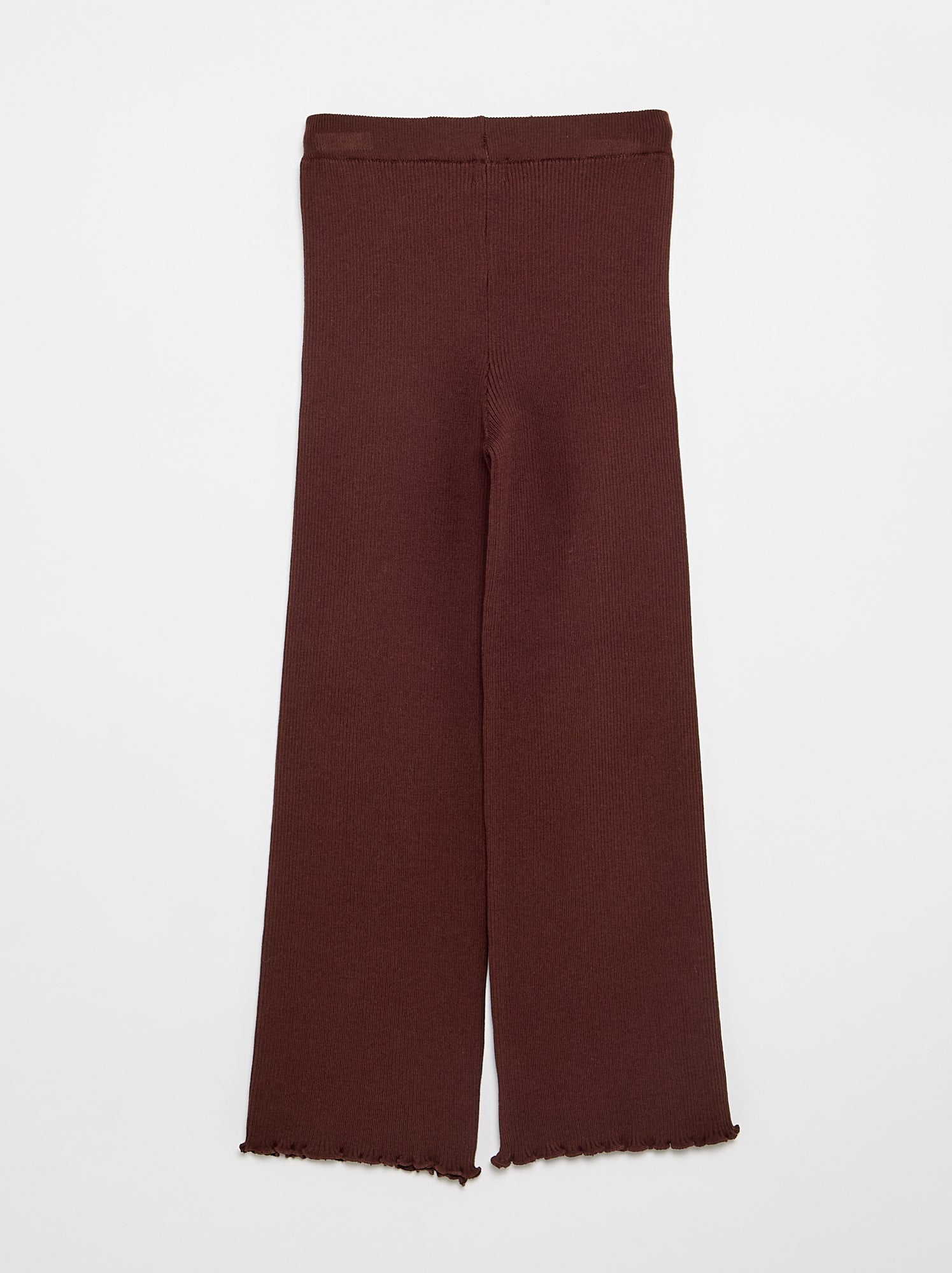 Pantalon droit en tricot uni - Marron