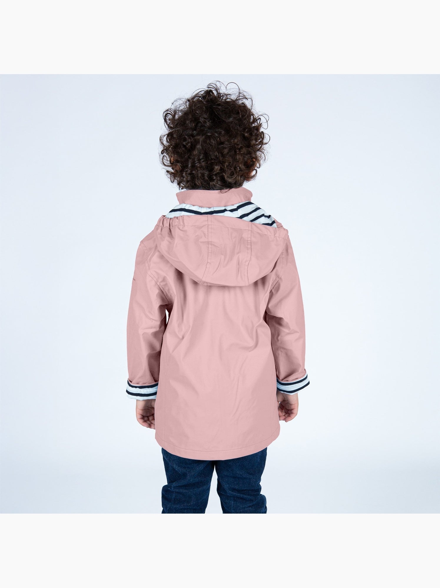 Ciré imperméable enfant 'Breizh Océan', intérieur jersey rayé - Mixte, garçon ou fille - Rose