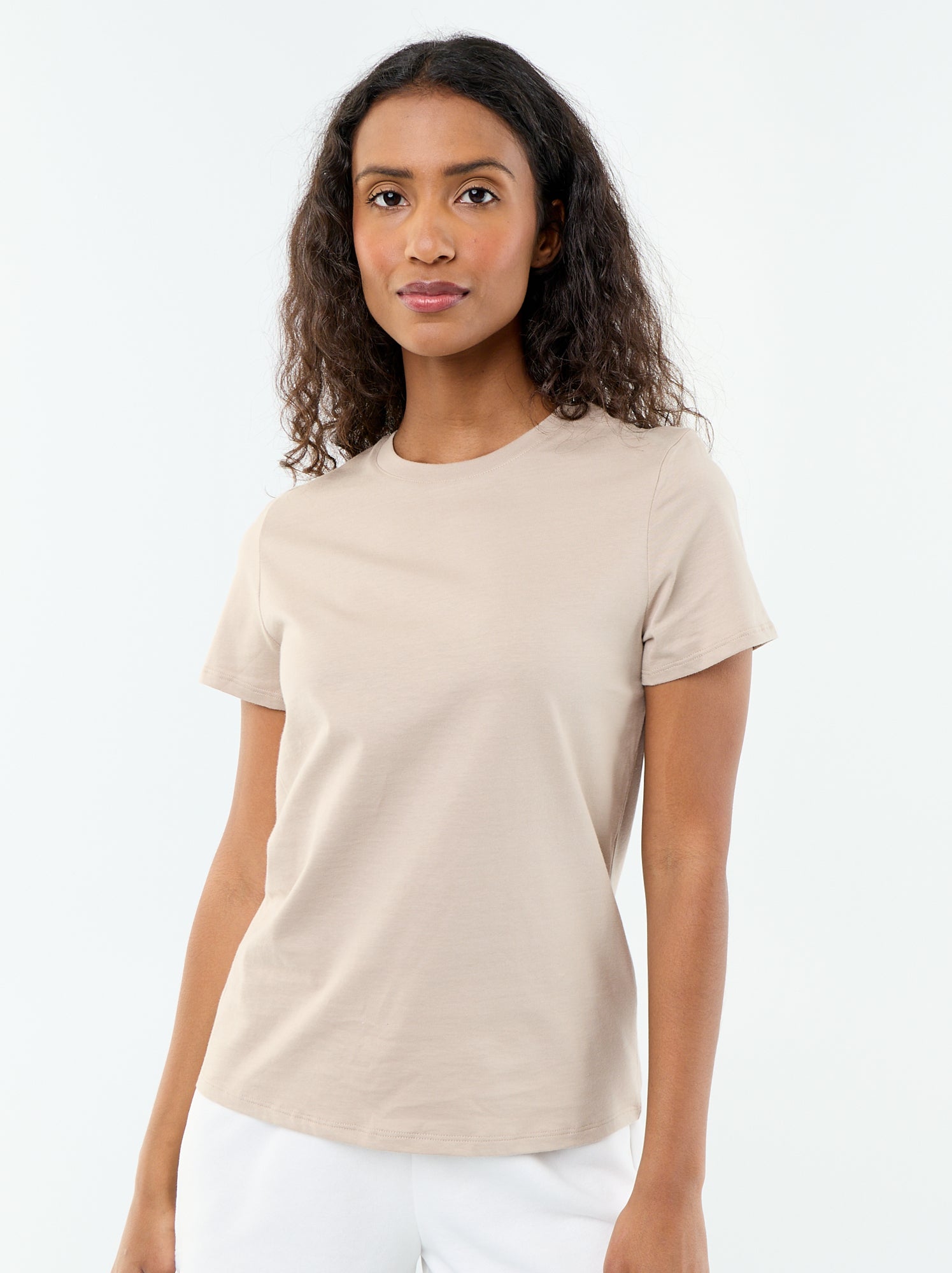 Tee-shirt en jersey manches courtes - Beige