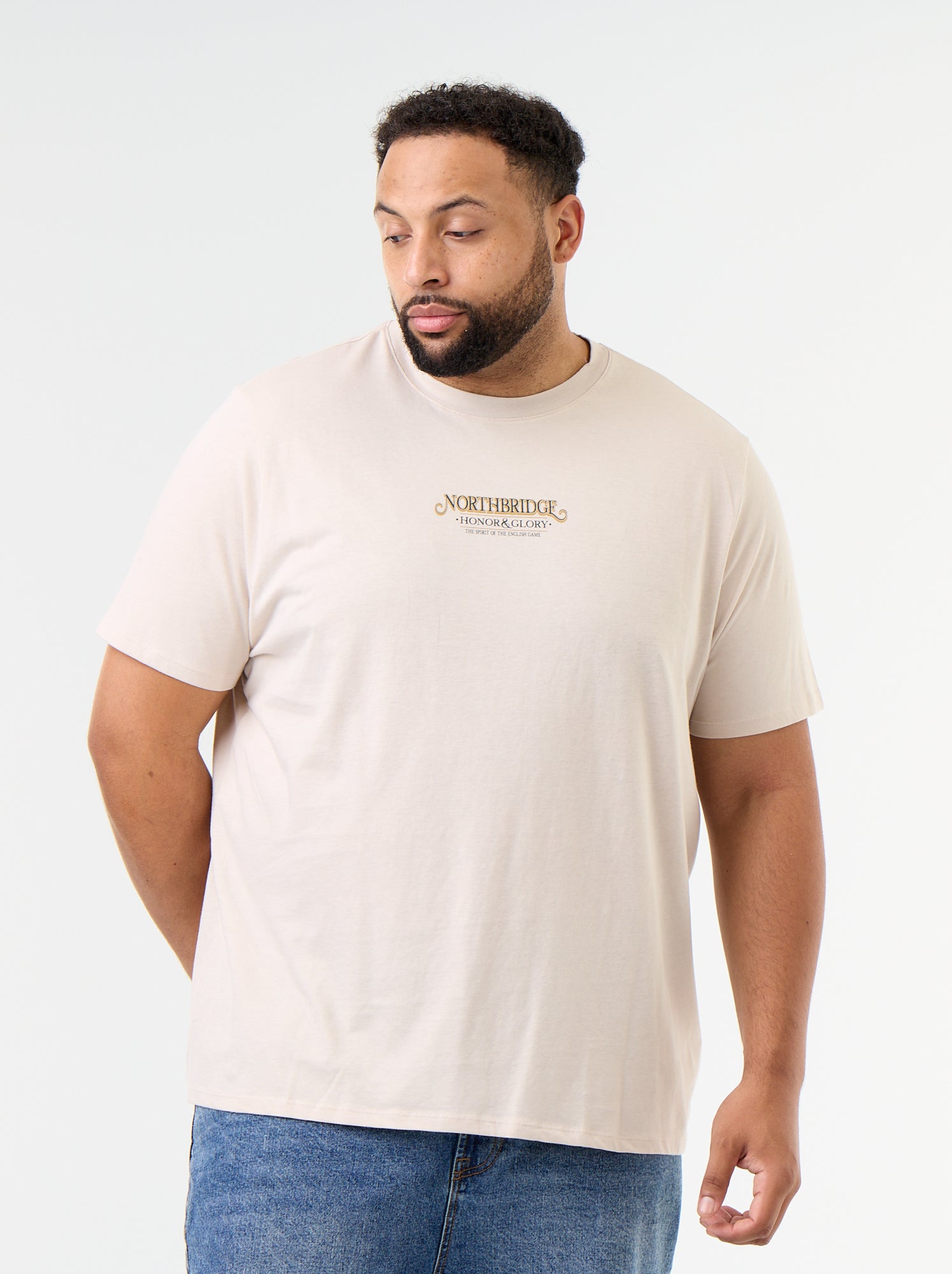 T-shirt en jersey imprimé à manches courtes - Beige
