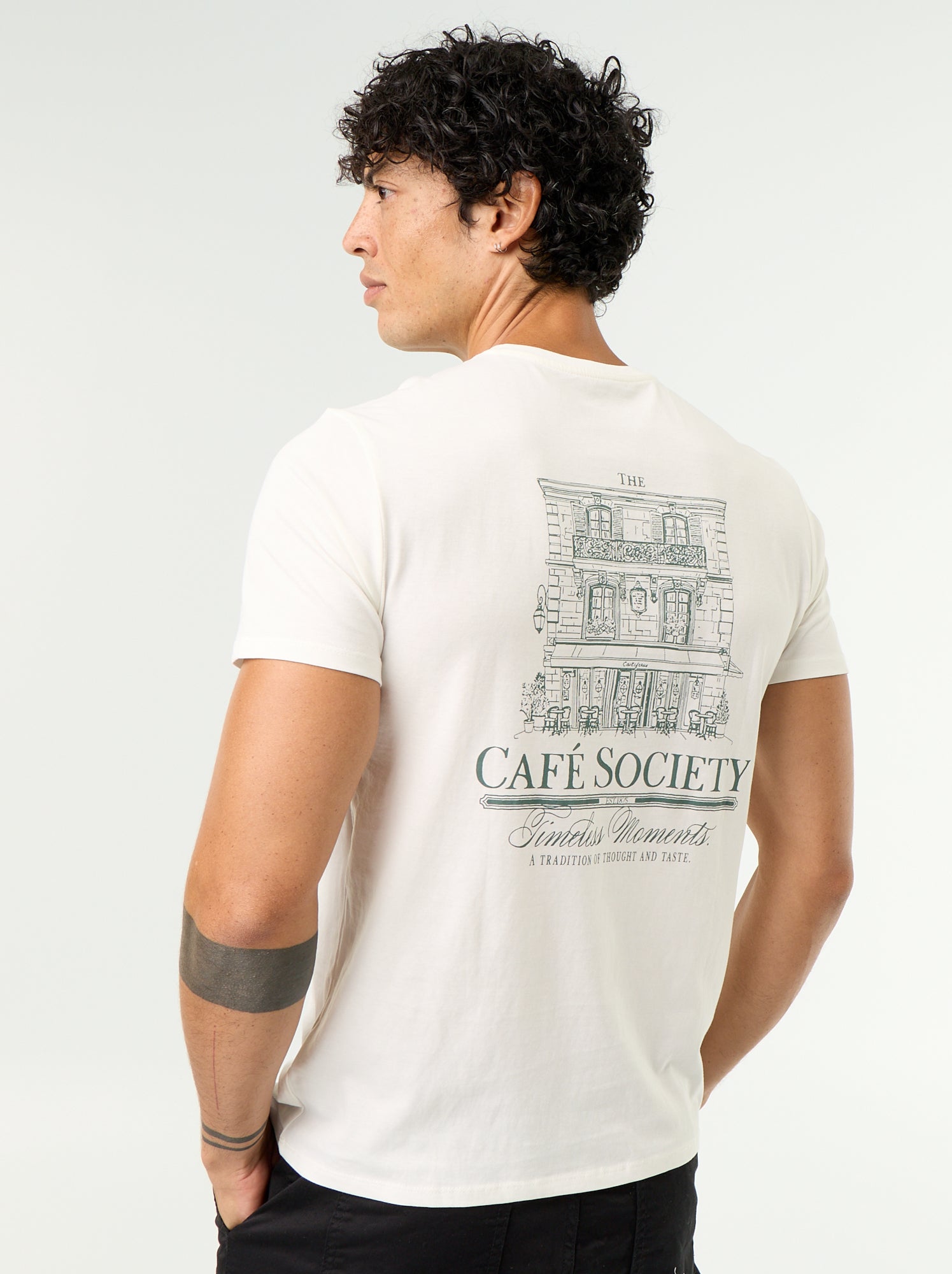 T-shirt imprimé fantaisie à manches courtes - Blanc