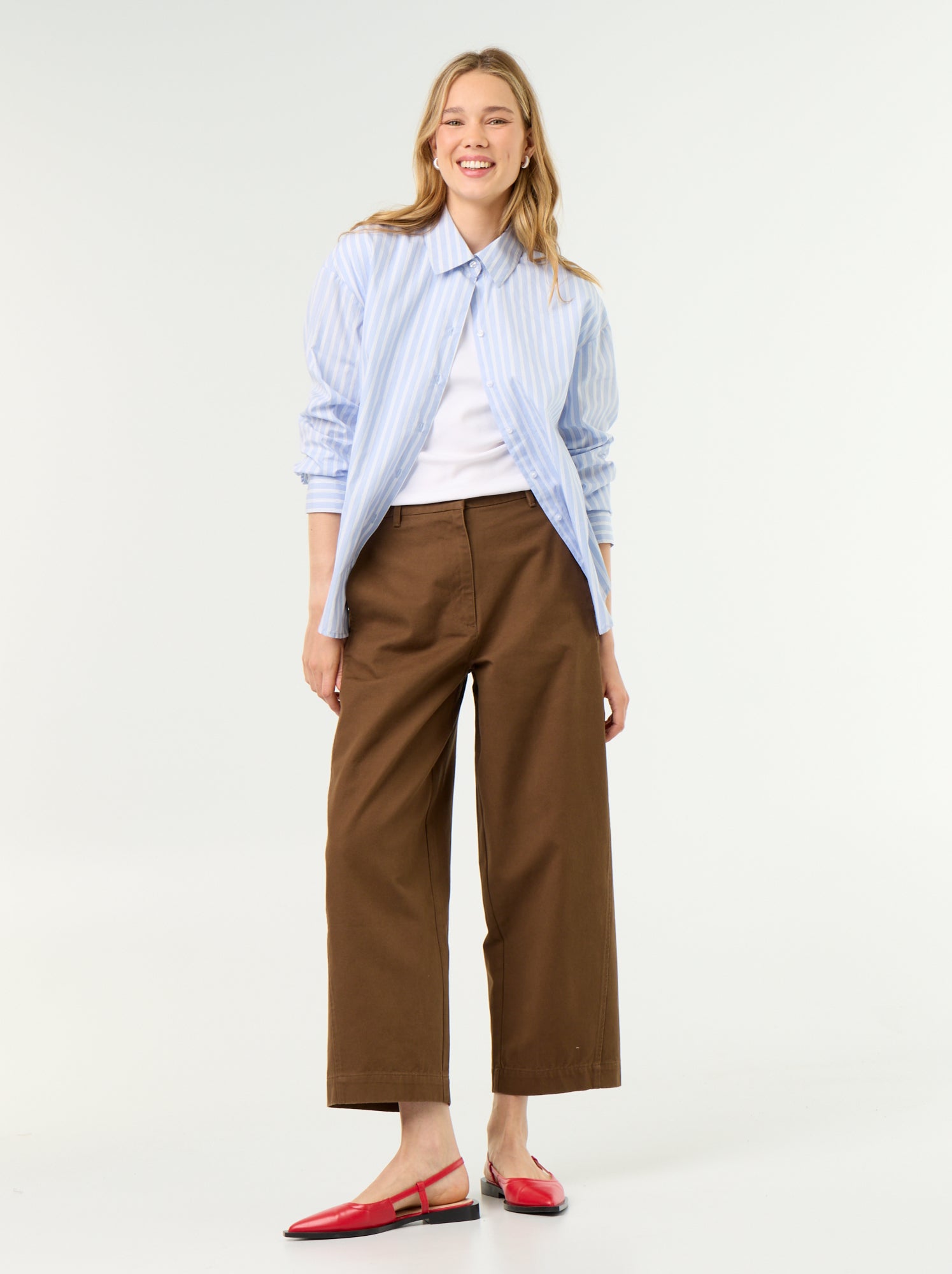 Pantalon large forme barrel - Marron