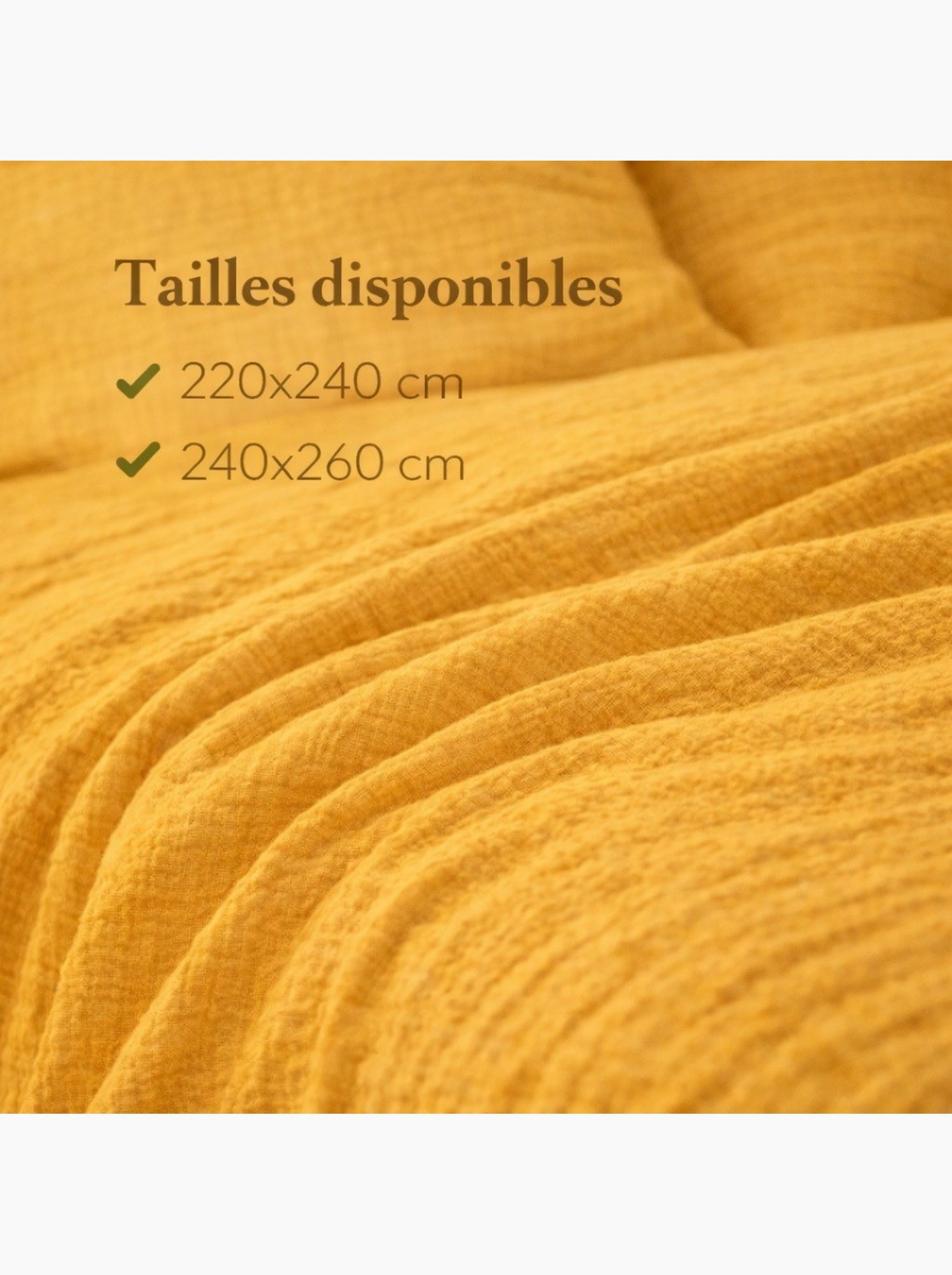 Parure de lit en Gaze de Coton - Promo linge - Jaune