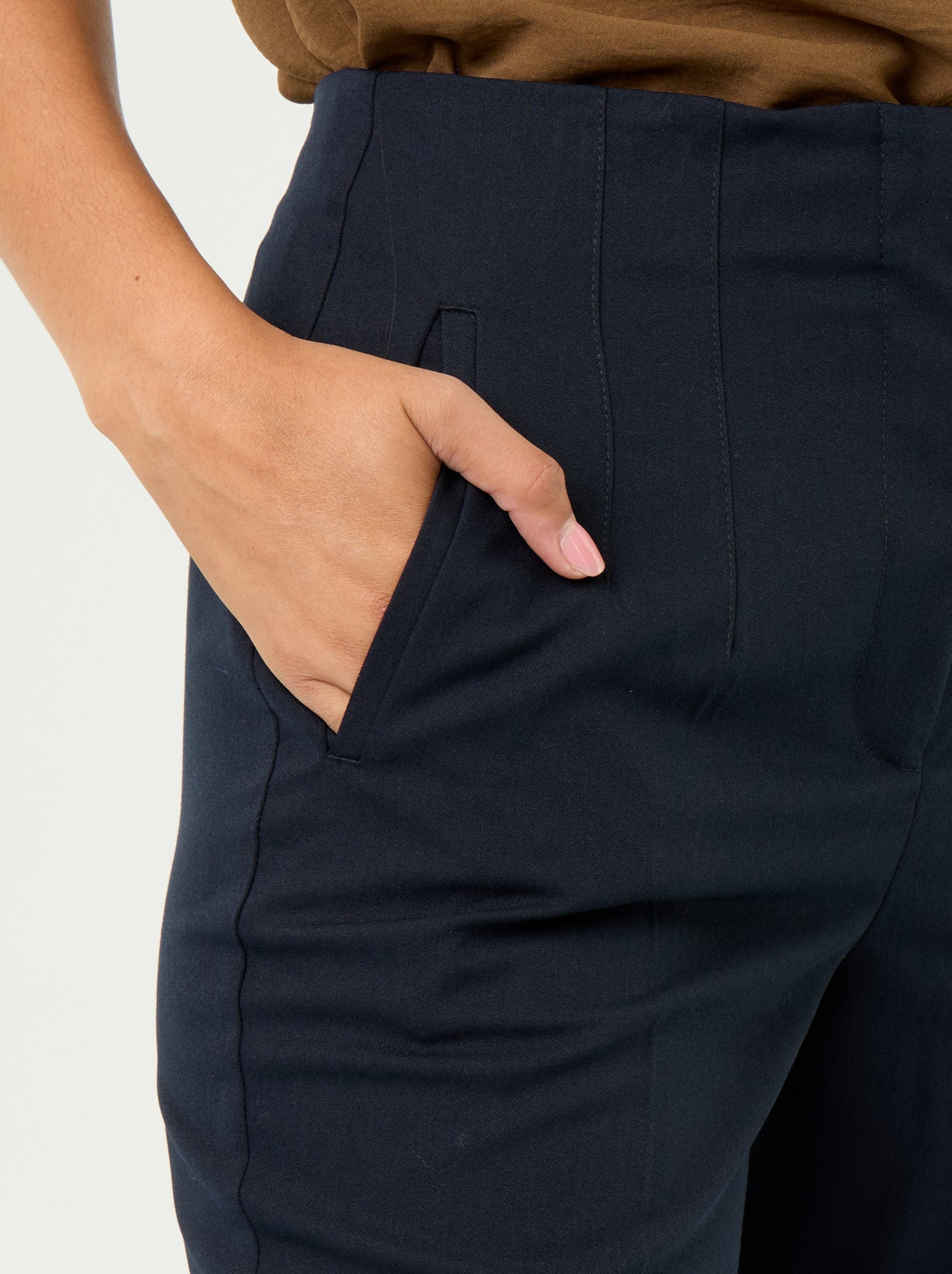 Pantalon droit à taille haute - Bleu
