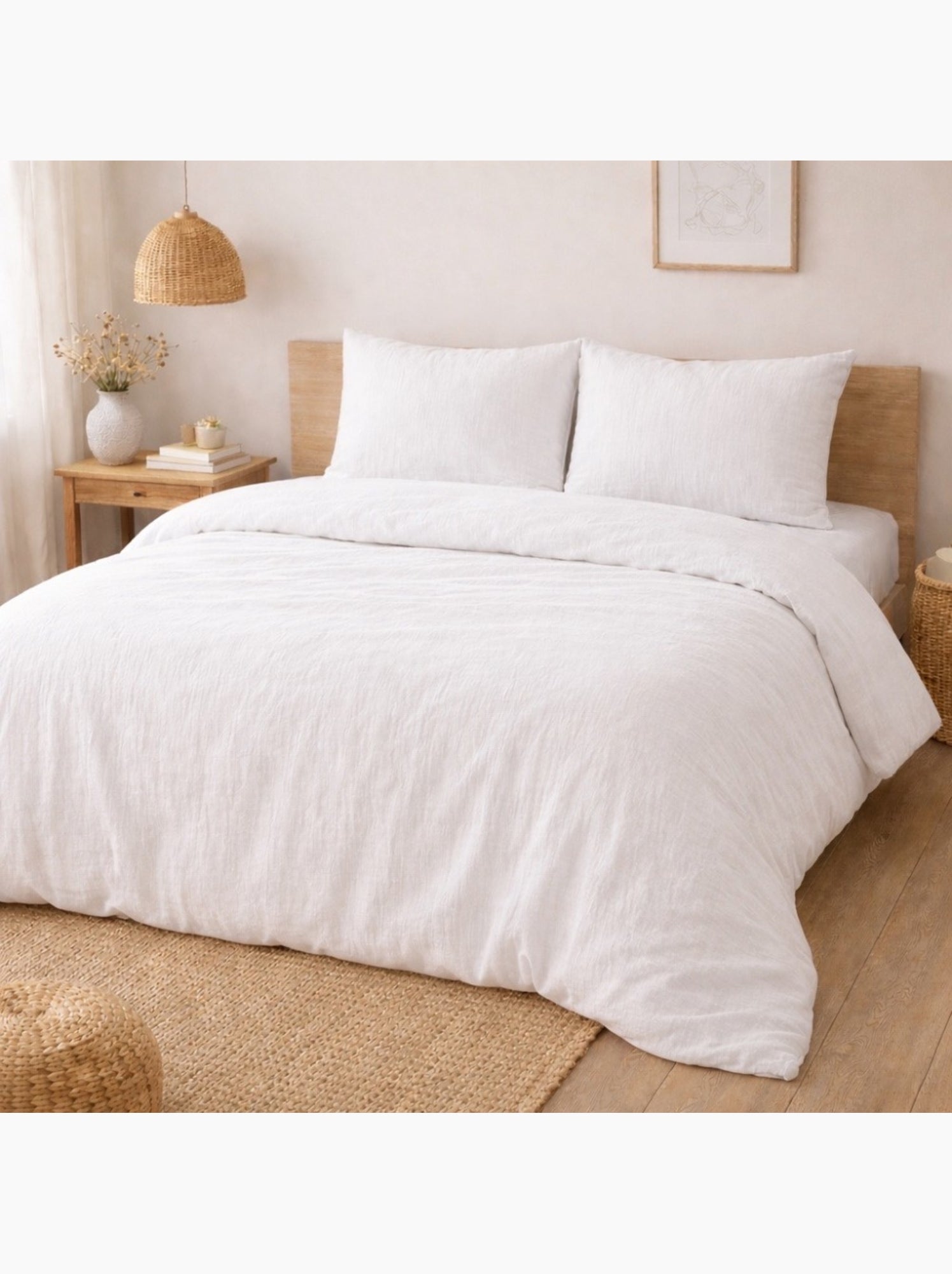 Parure de lit en Gaze de Coton - Promo linge - Blanc