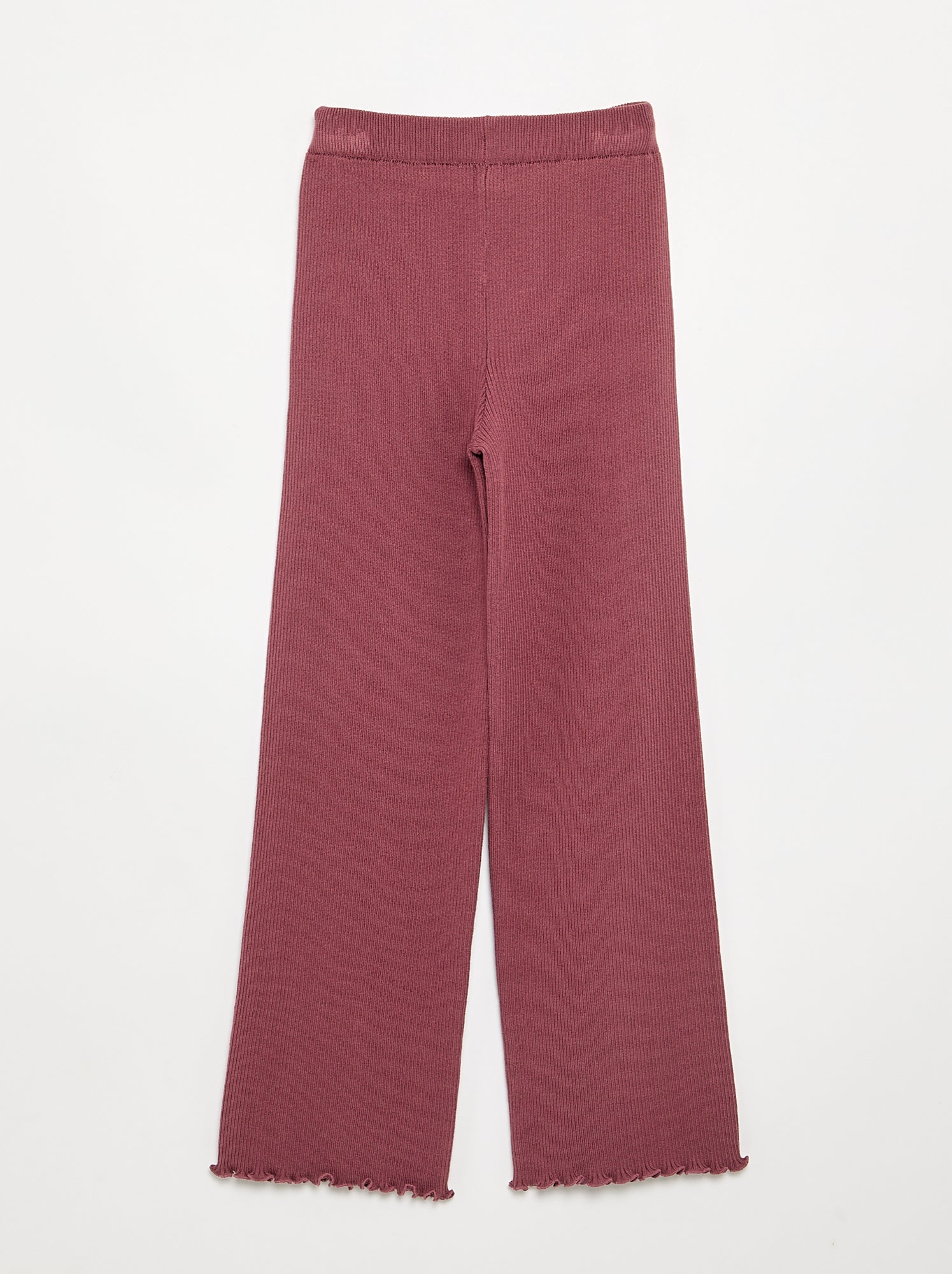 Pantalon droit en tricot uni - Rose
