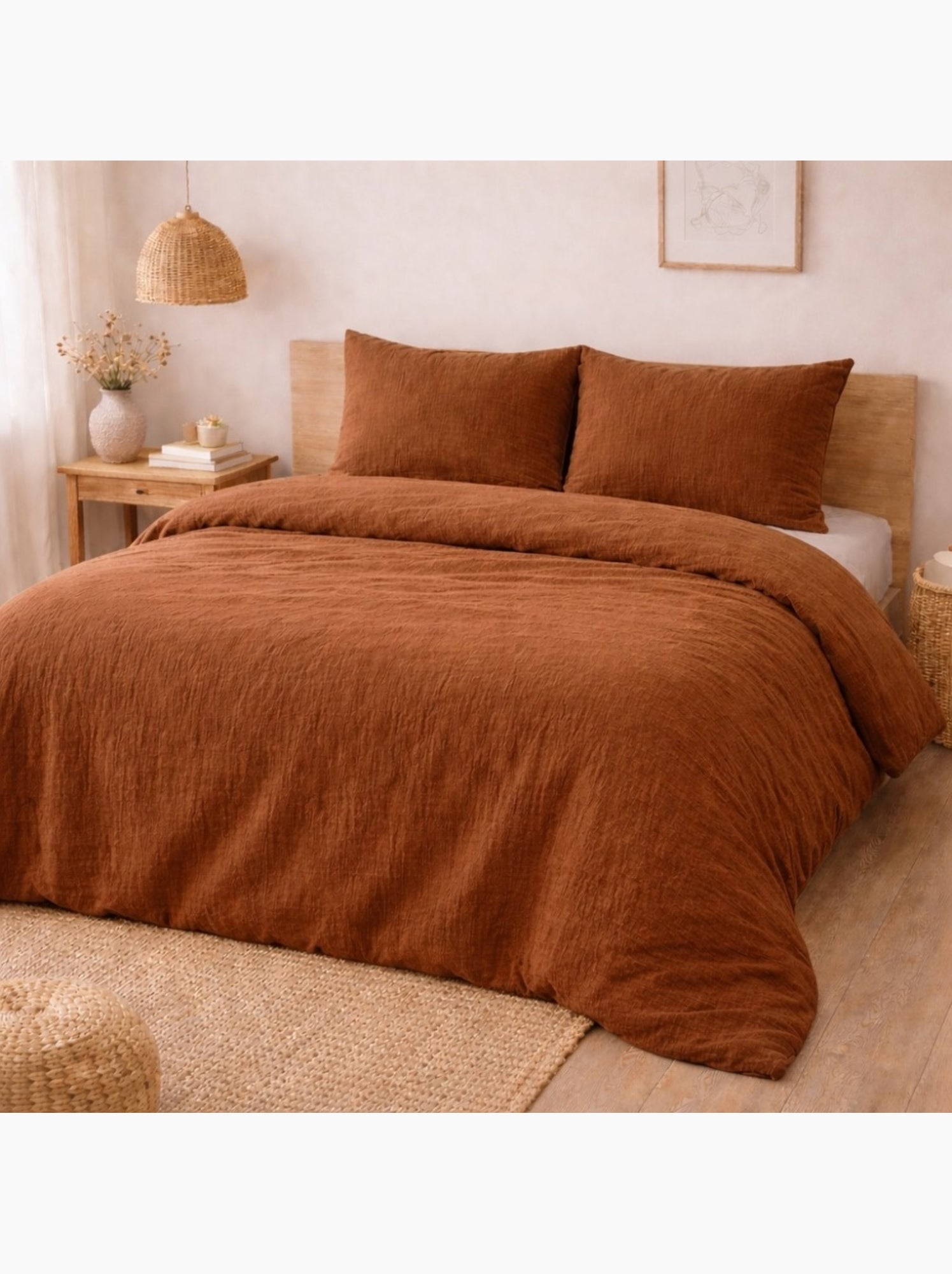 Parure de lit en Gaze de Coton - Promo linge - Marron glacé