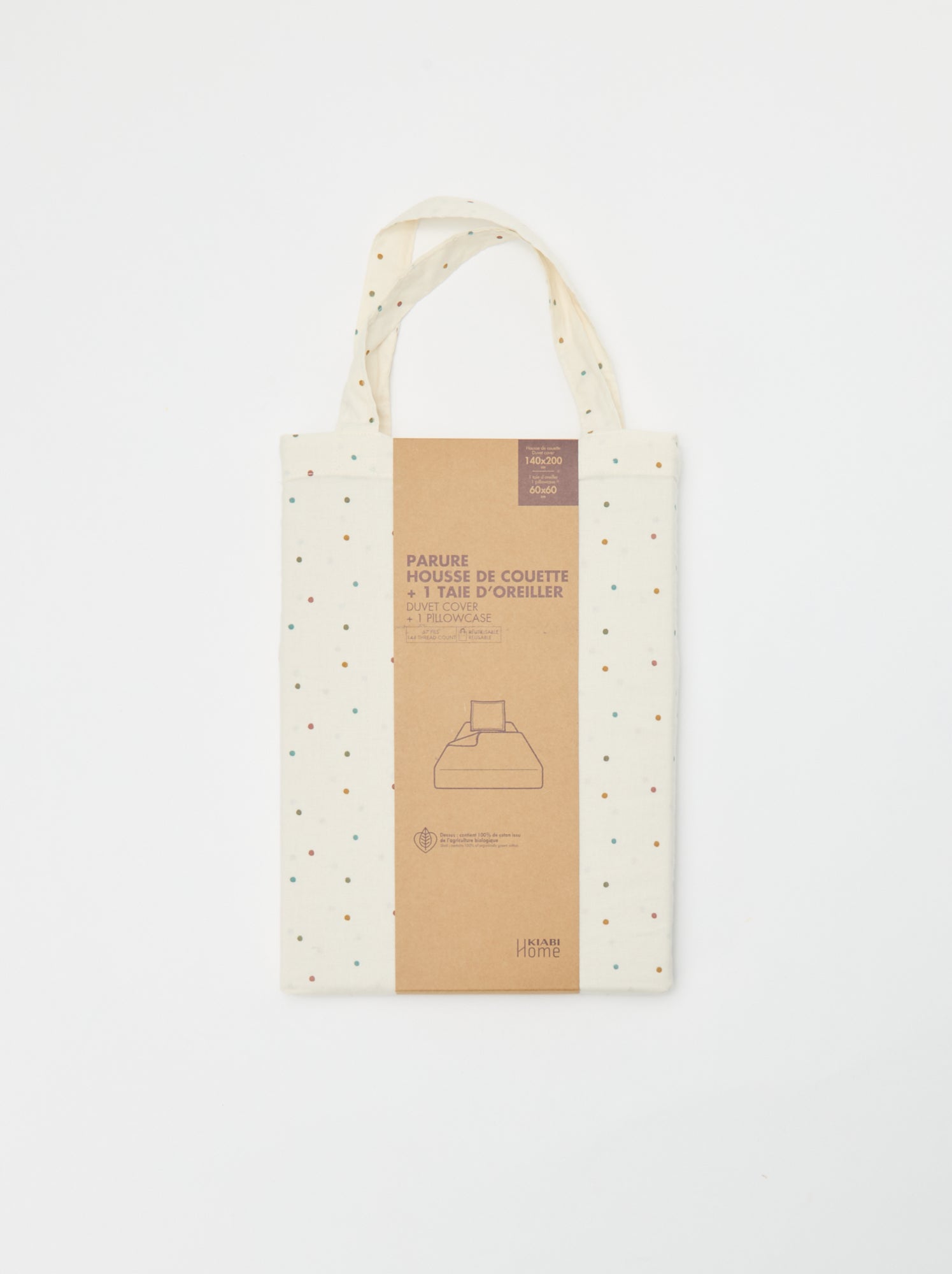Parure de lit 1 personne 140x200 cm en coton - Beige (CGW85_7)