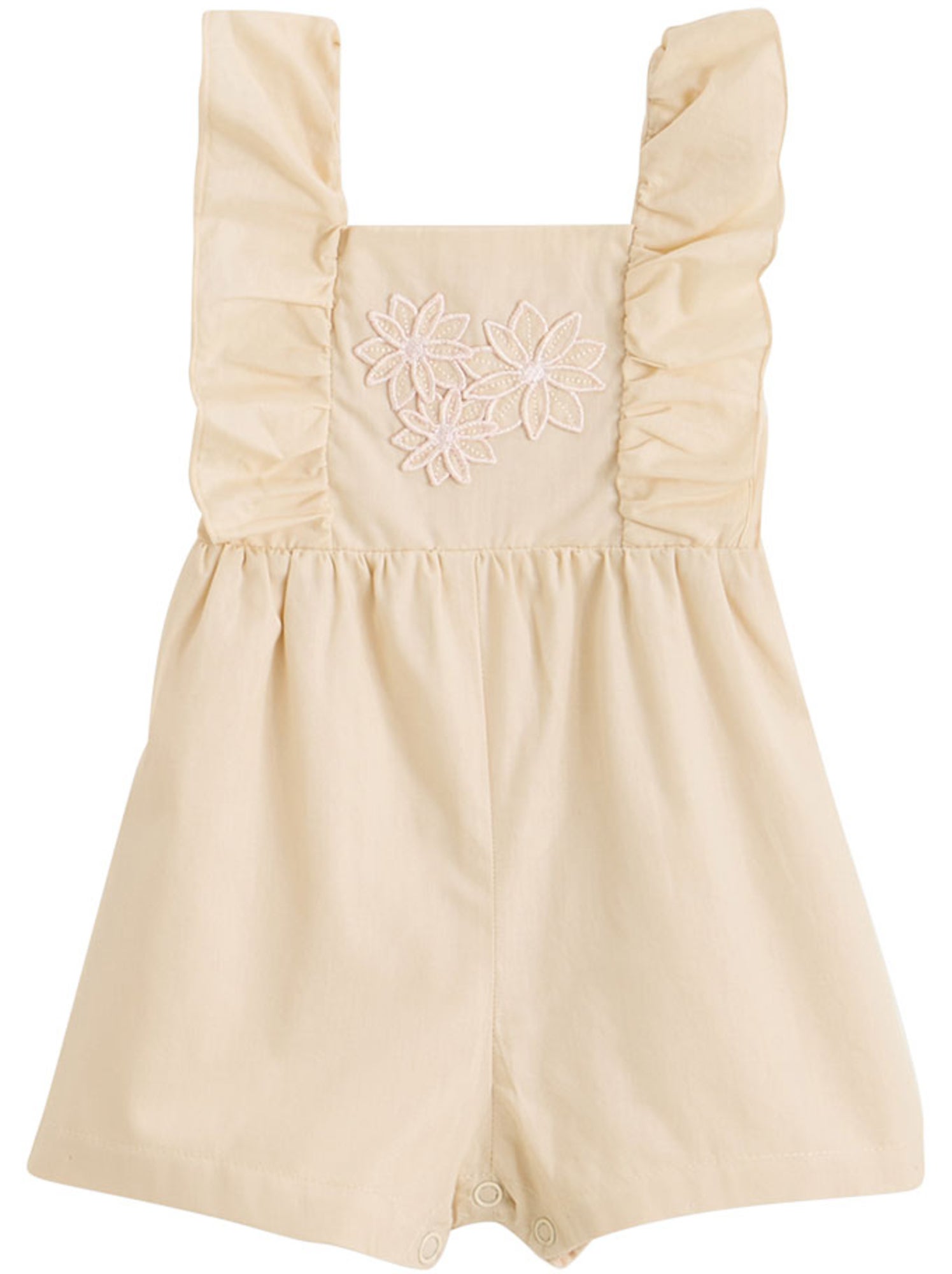 Barboteuse bébé en popeline poésie d'été - Beige clair